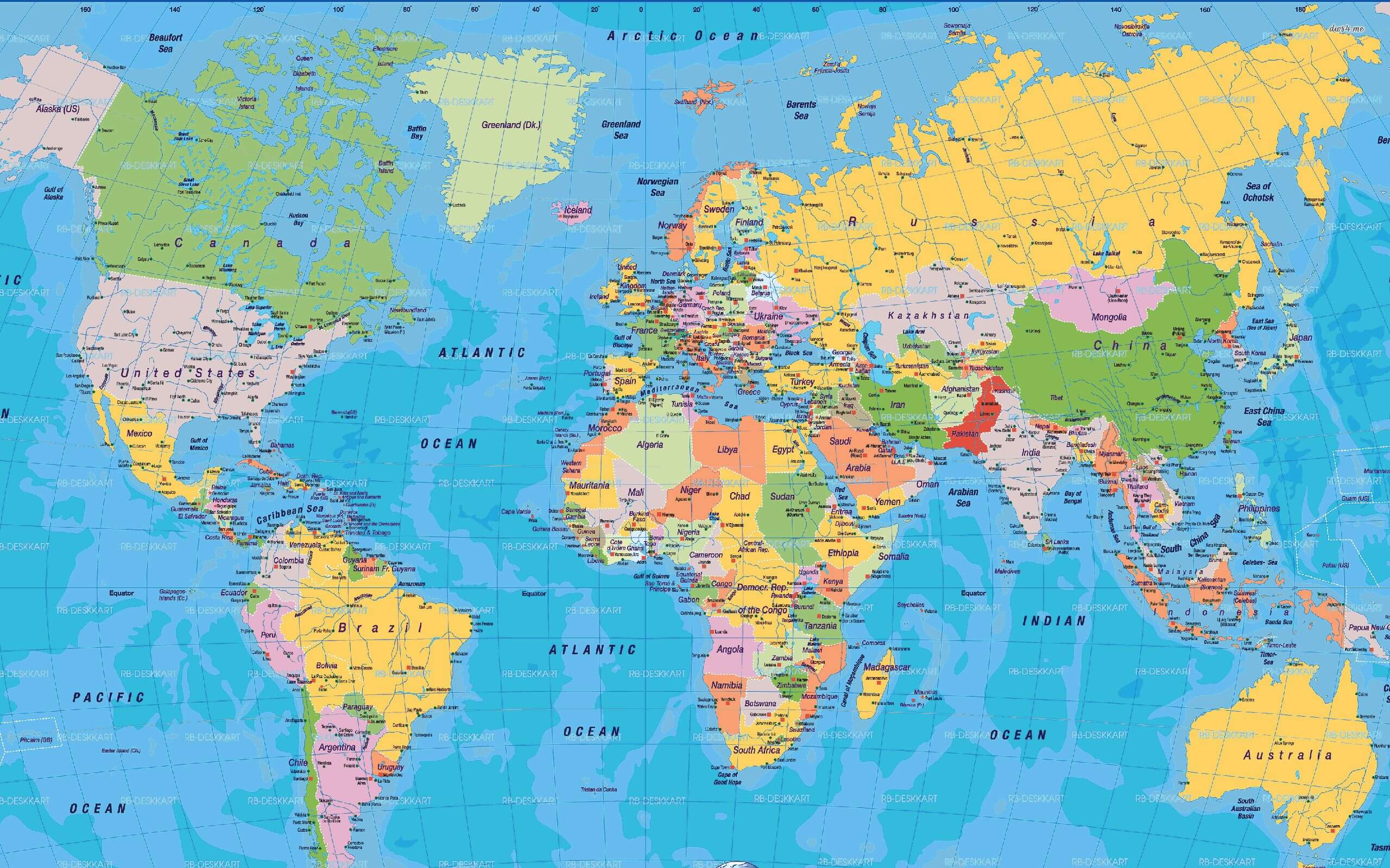 High-resolution World atlas map