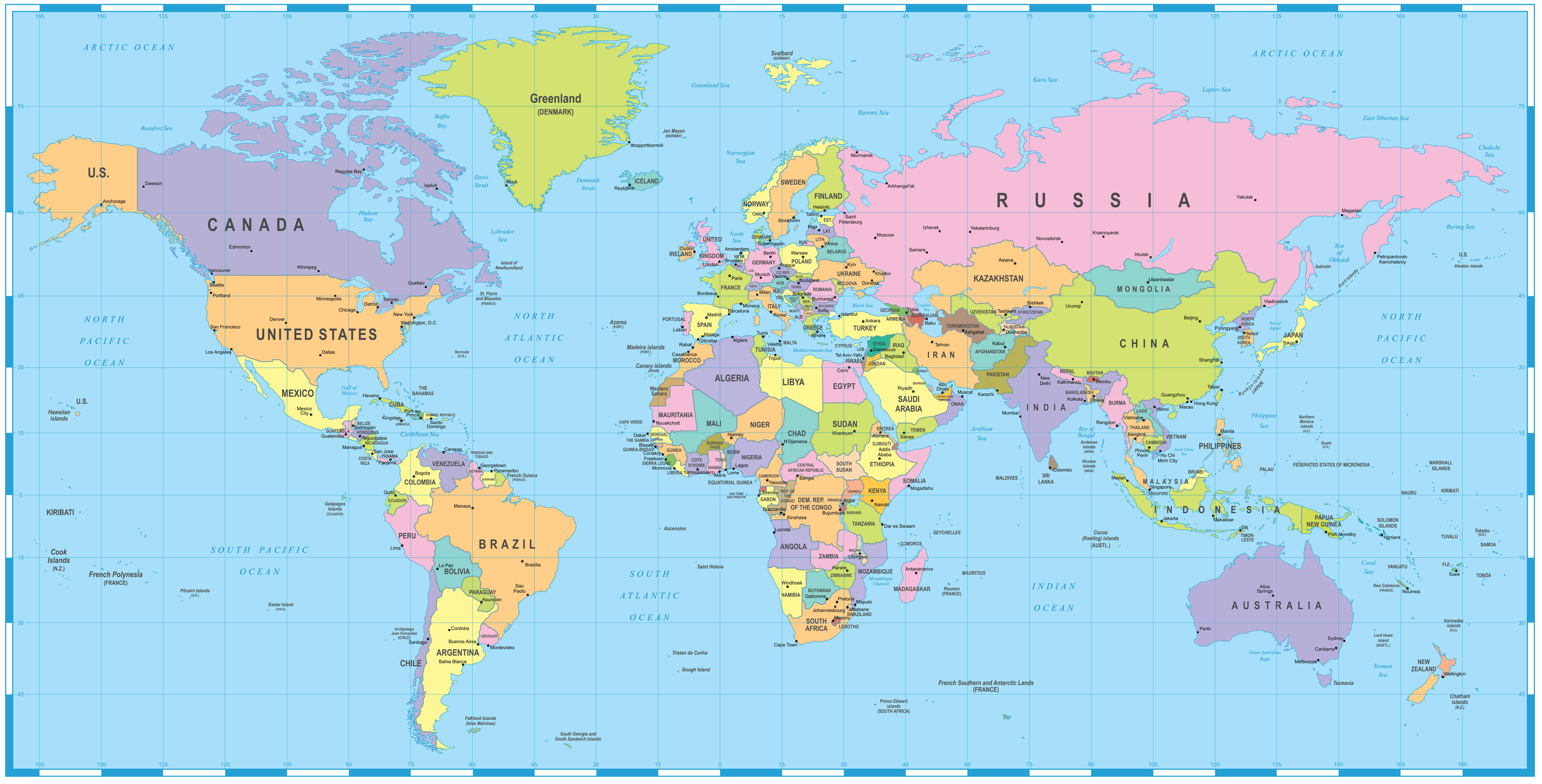 High-resolution World national and political atlas