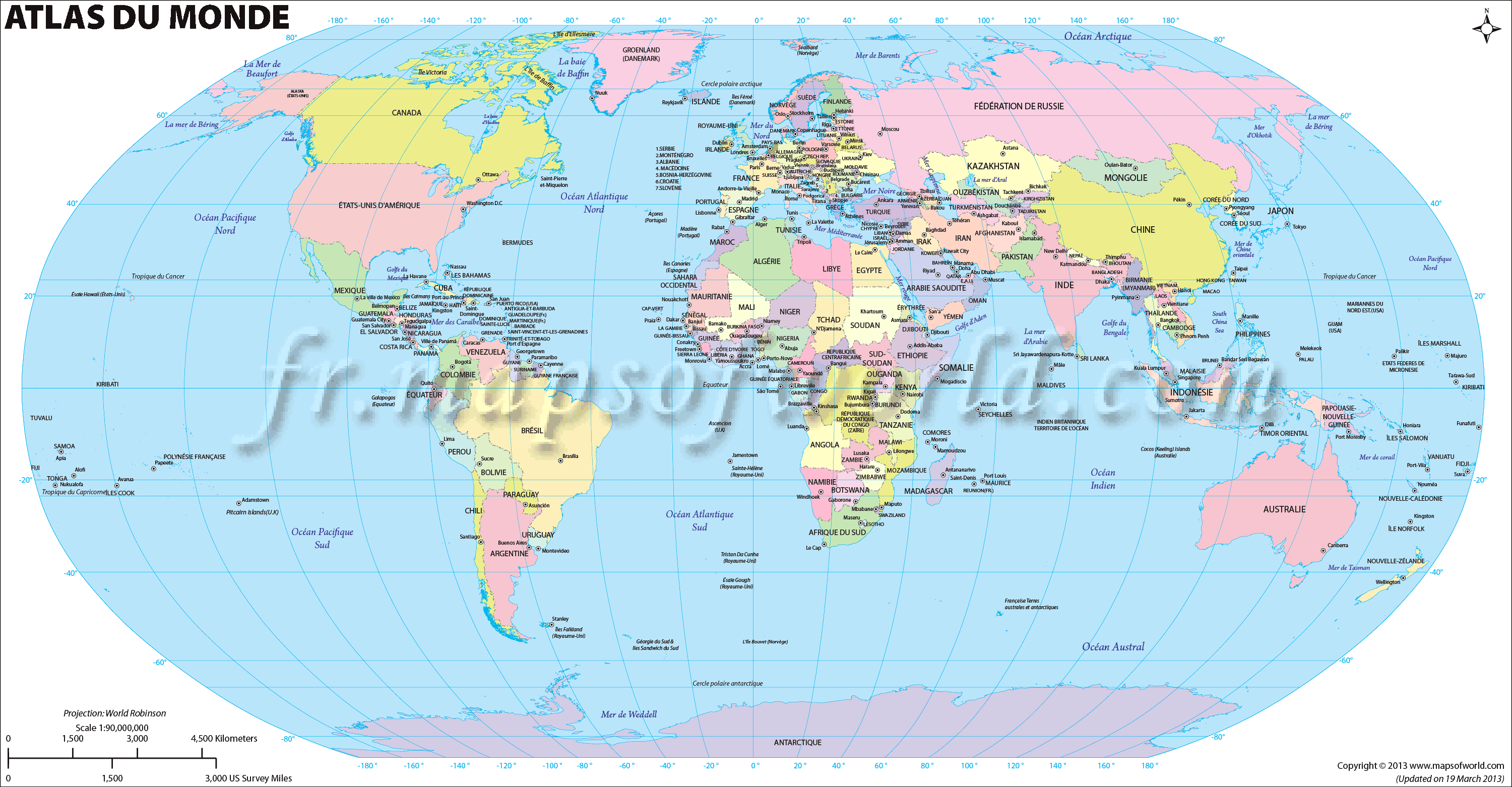 World Map In Hungarian Language