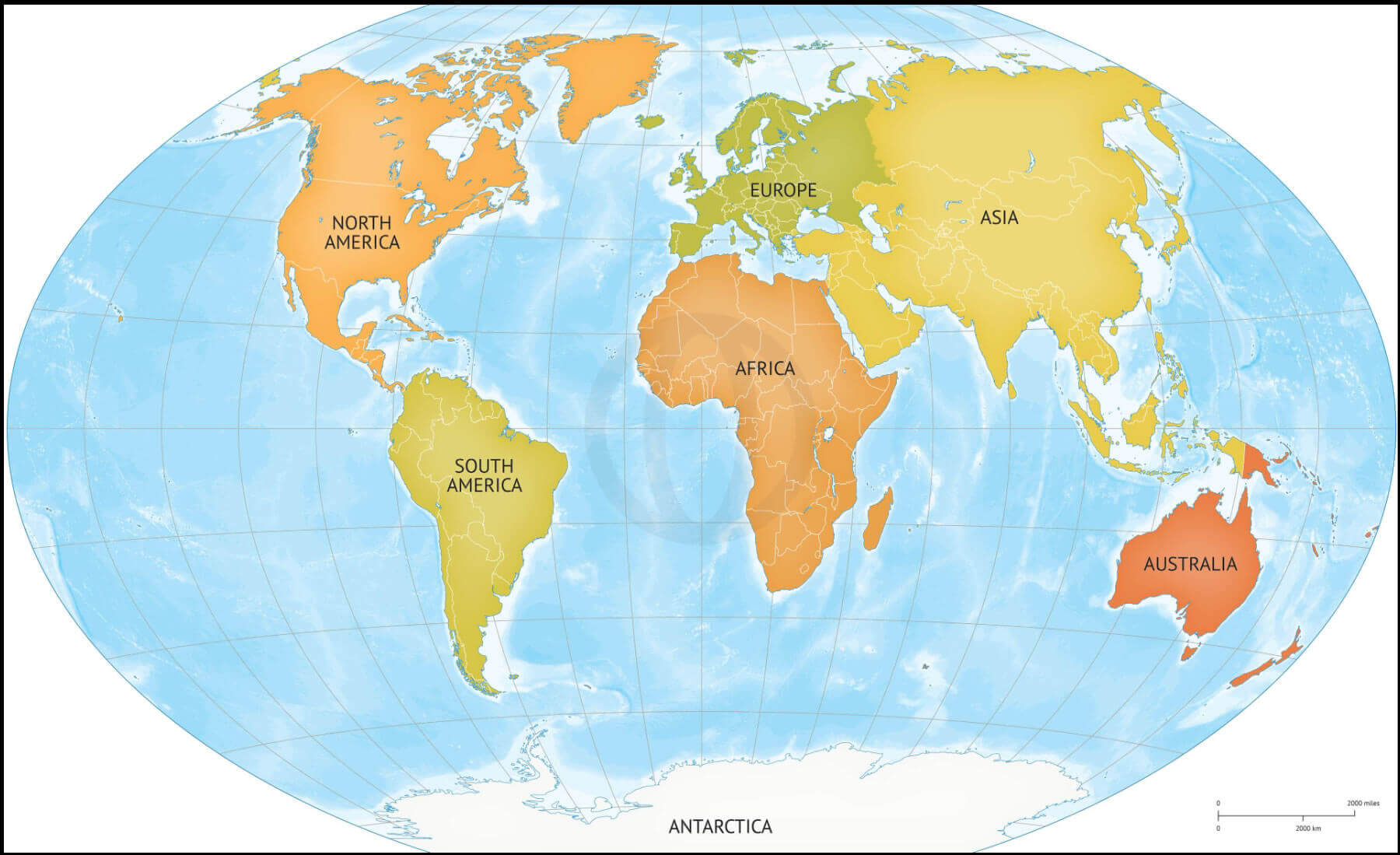 World continent blank map