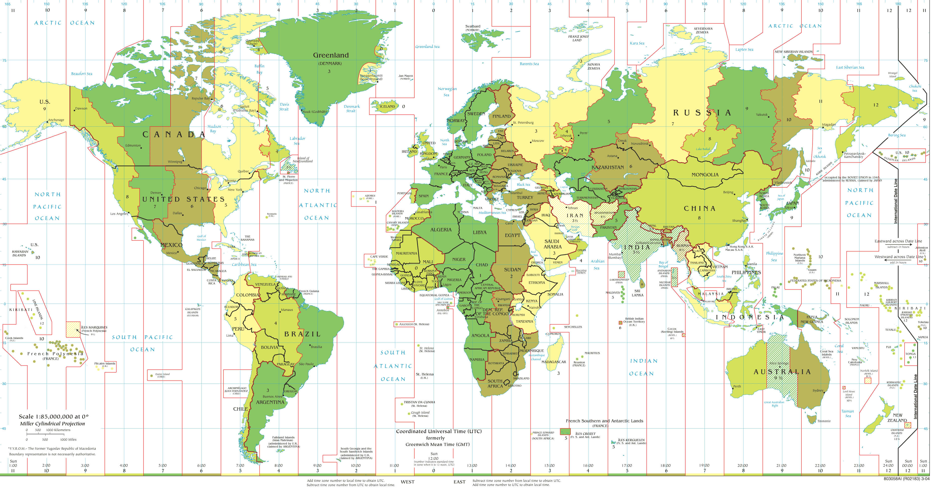 World Countries time zone  map