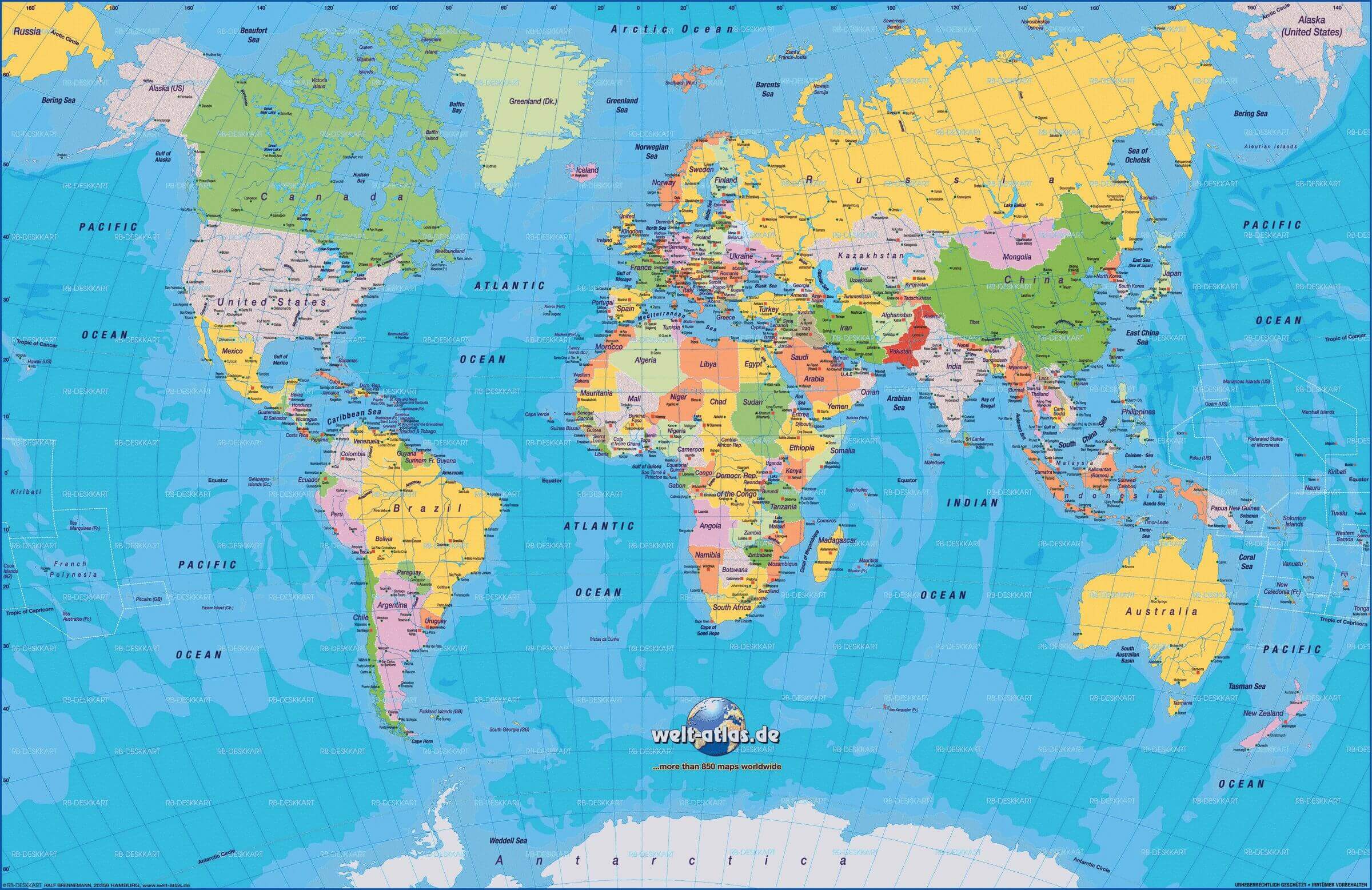 Political Map Of The World Showing Countries