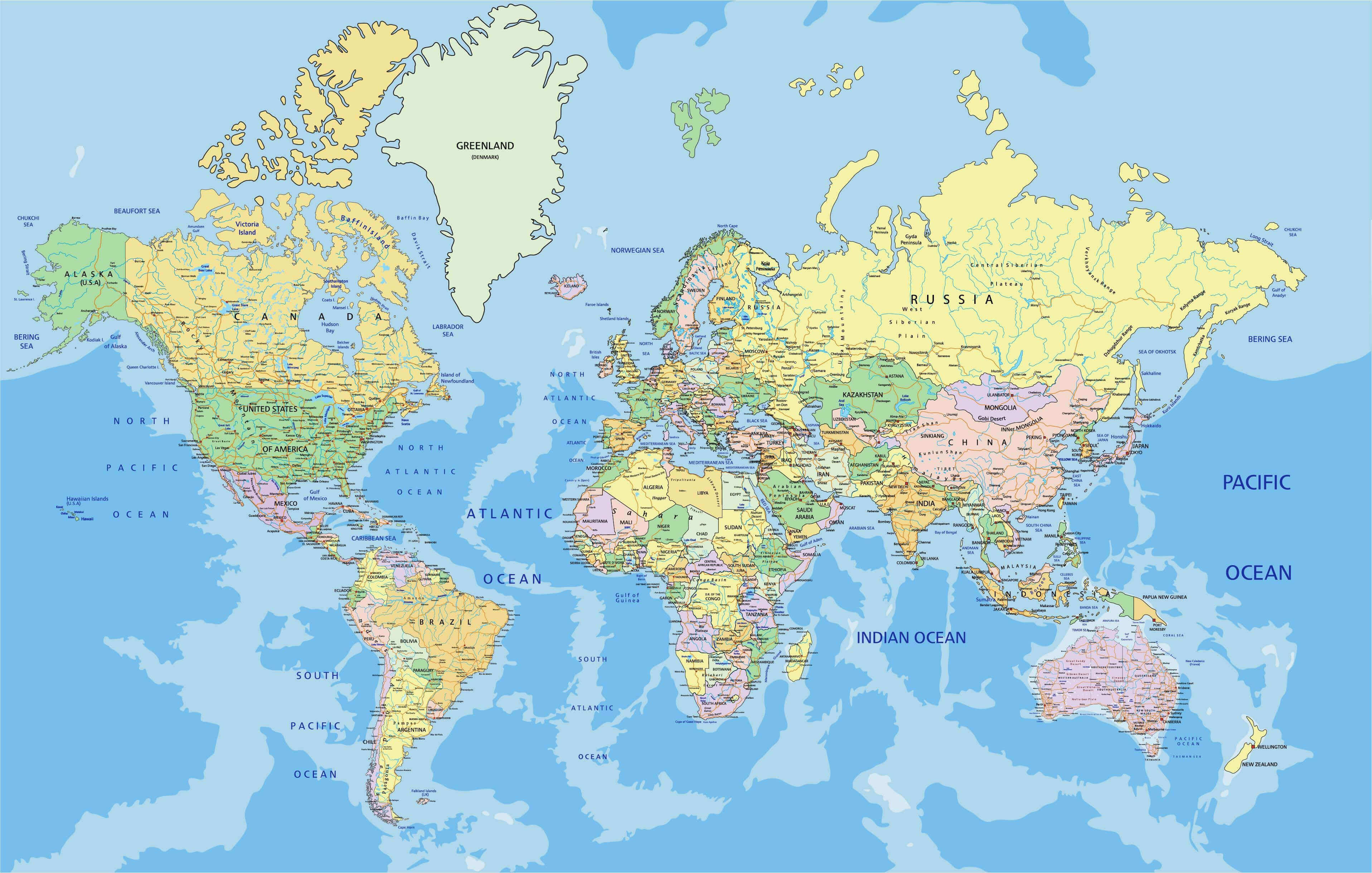 Detailed map of the World