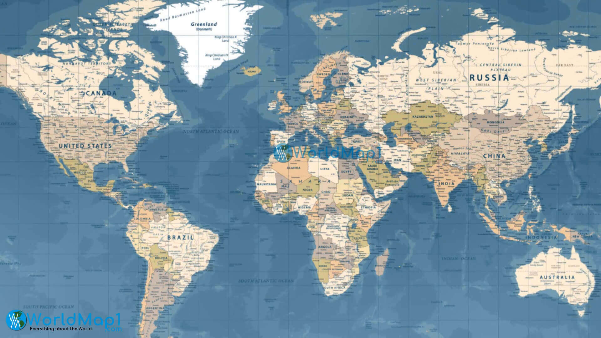 World countries detailed map