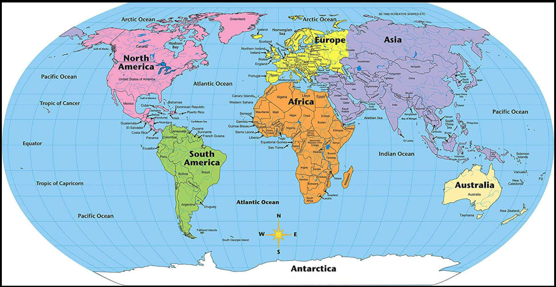 Free World map with continents