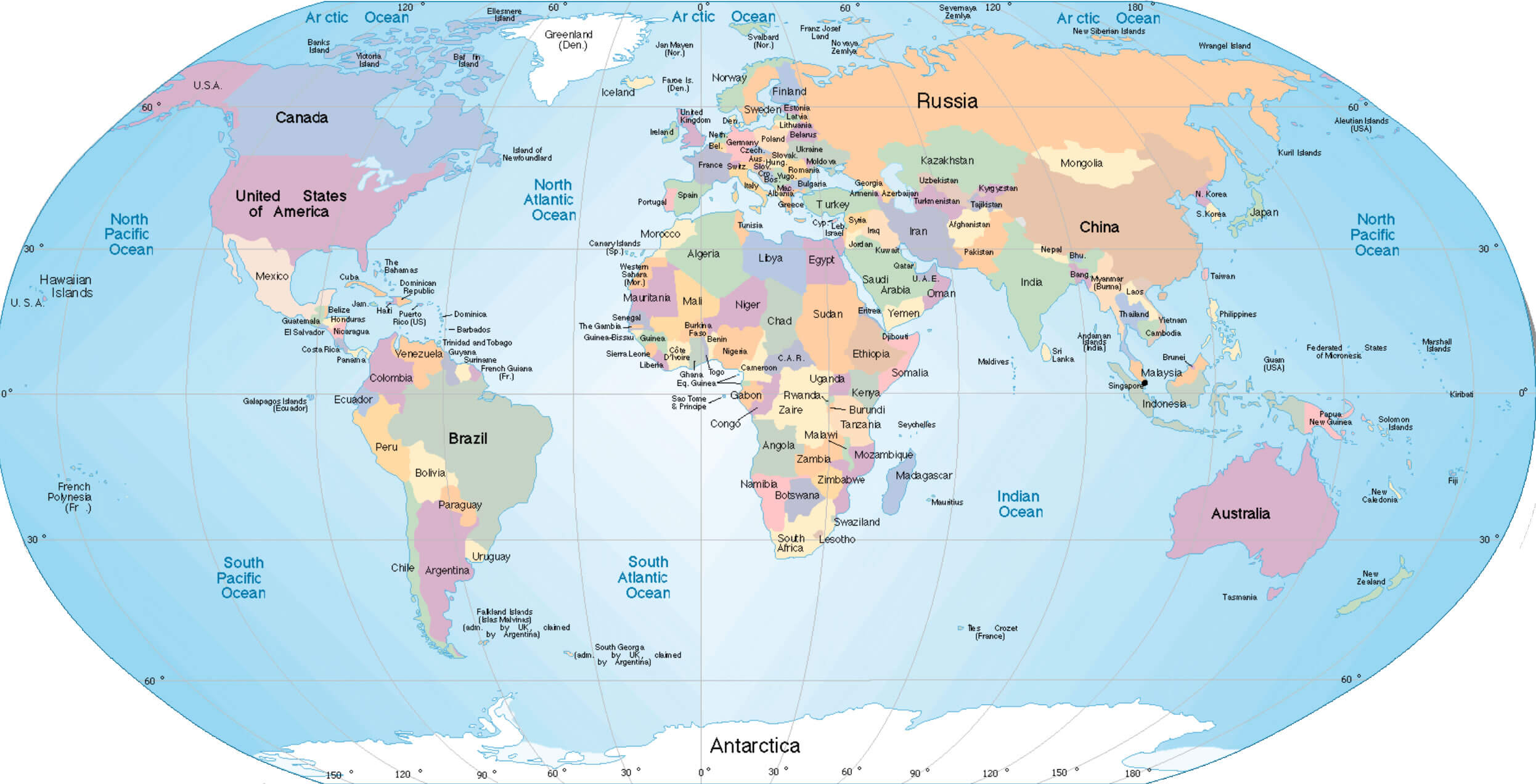 World Political Map with High-resolution