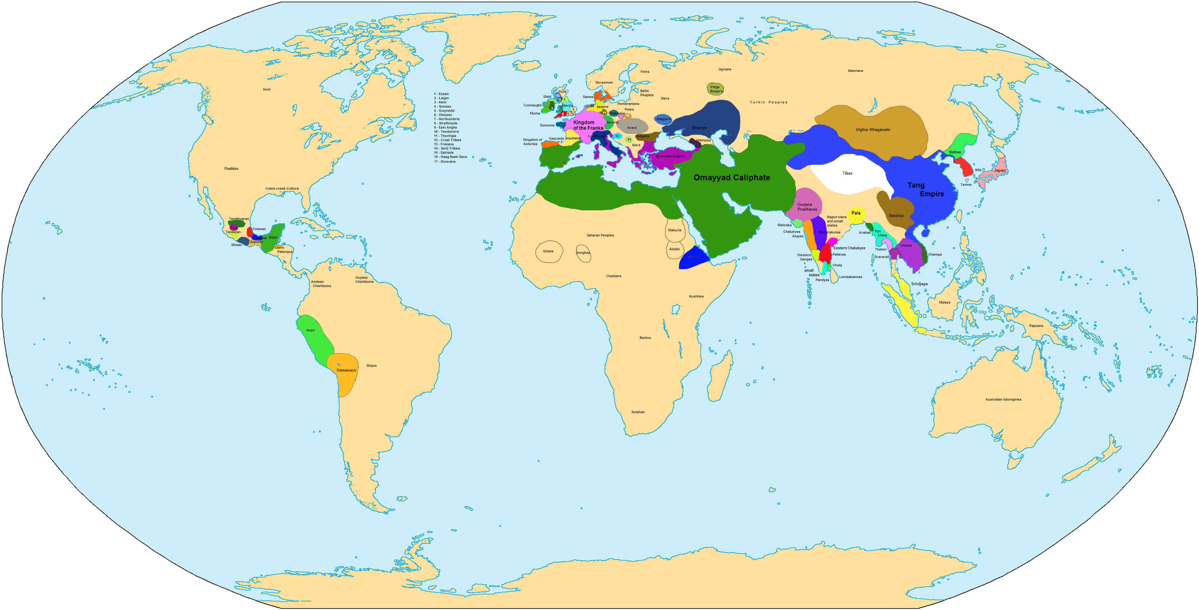 world map in 750