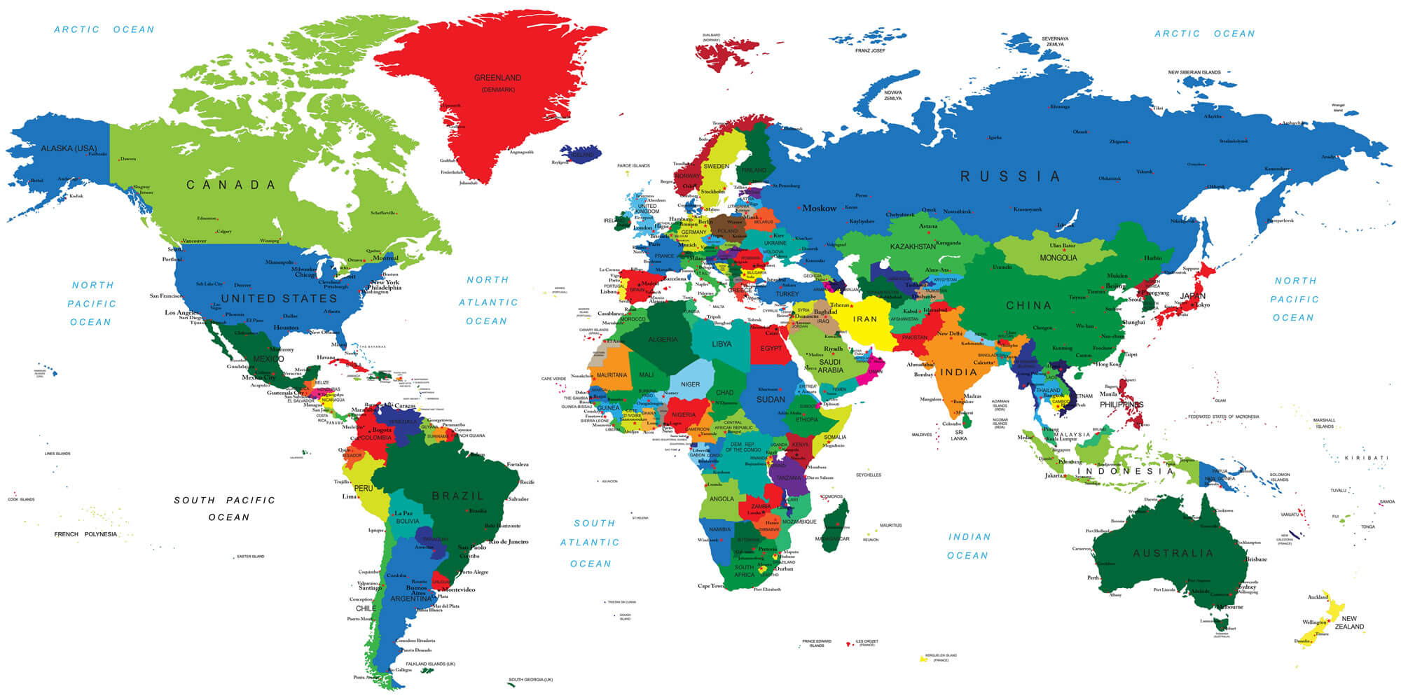 World Map in Afrikaans Language