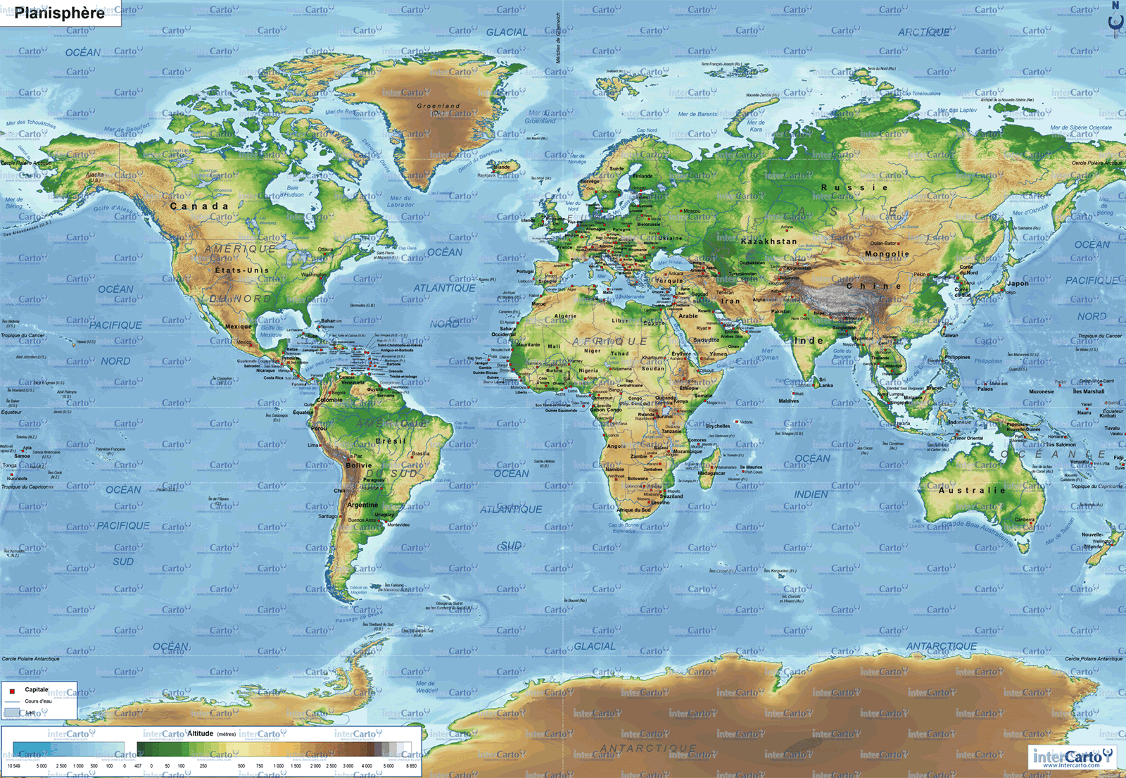 World Map in Grench Language