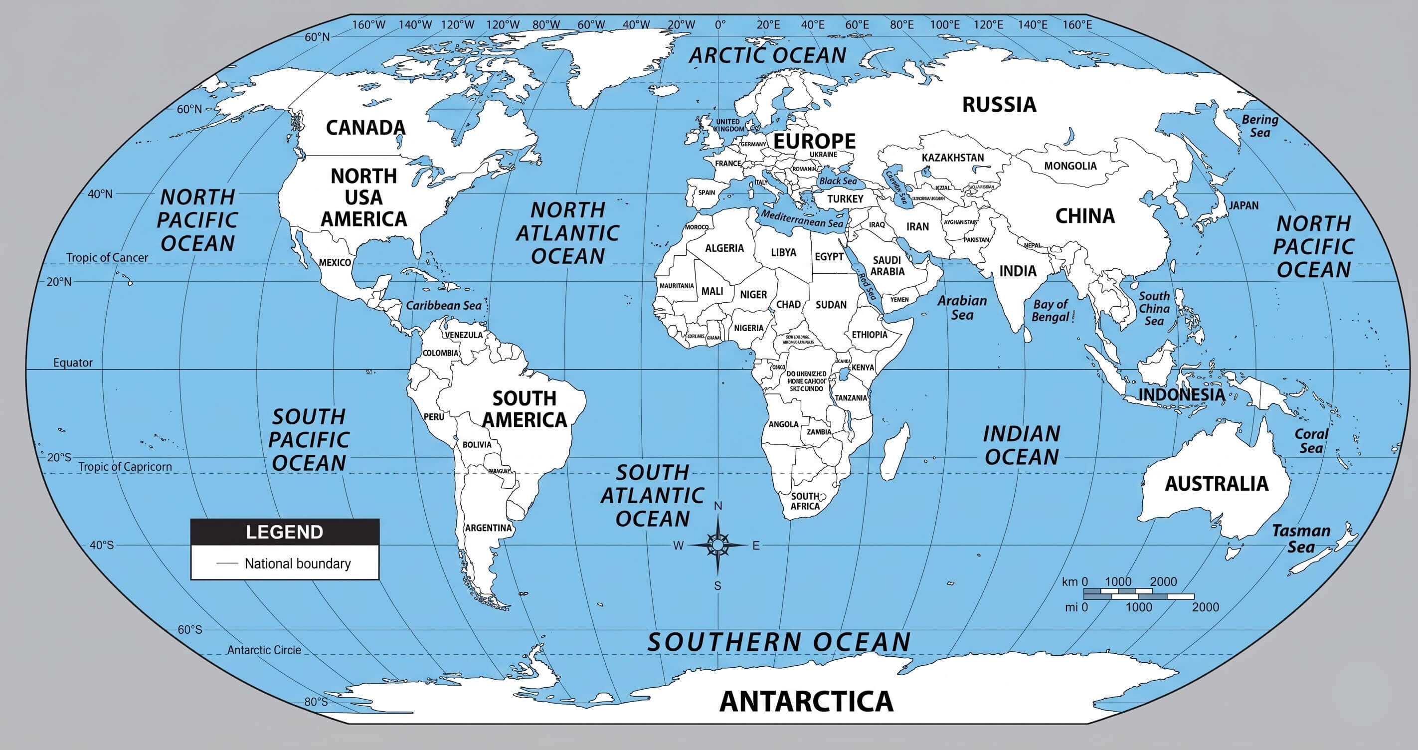 Educational World outline wall map