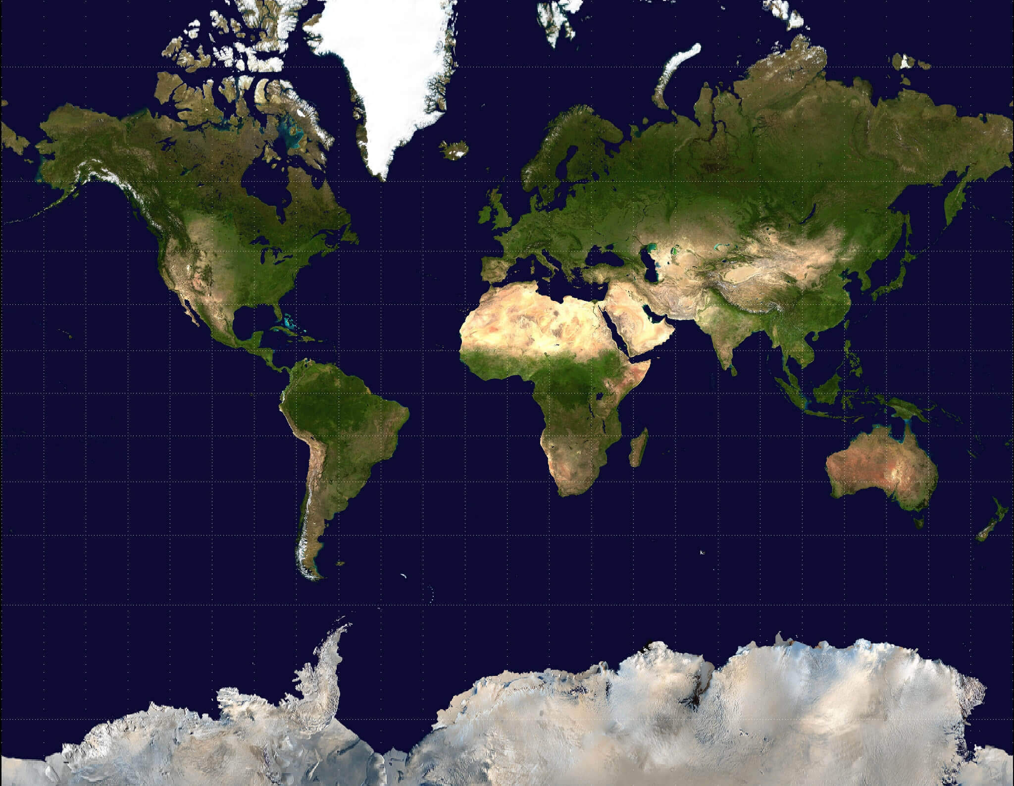 Blank World physical and satellite map