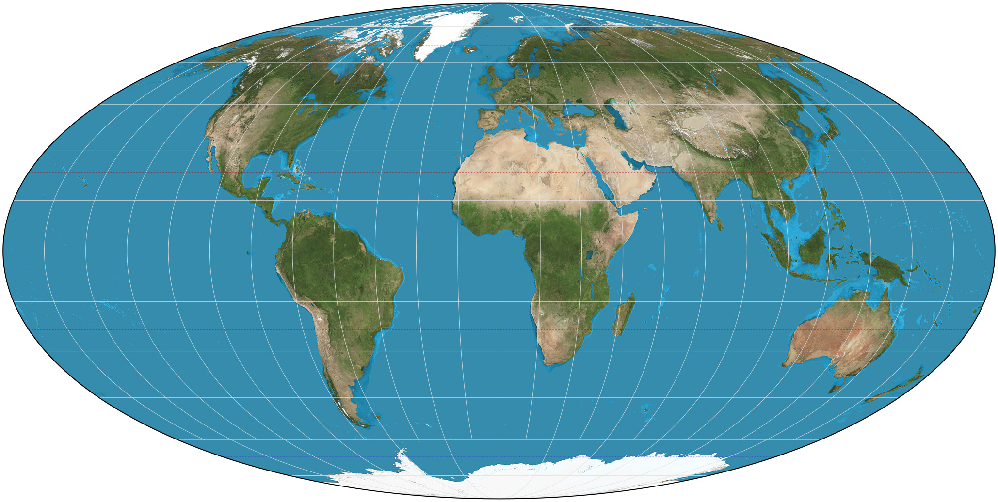World globe physical map
