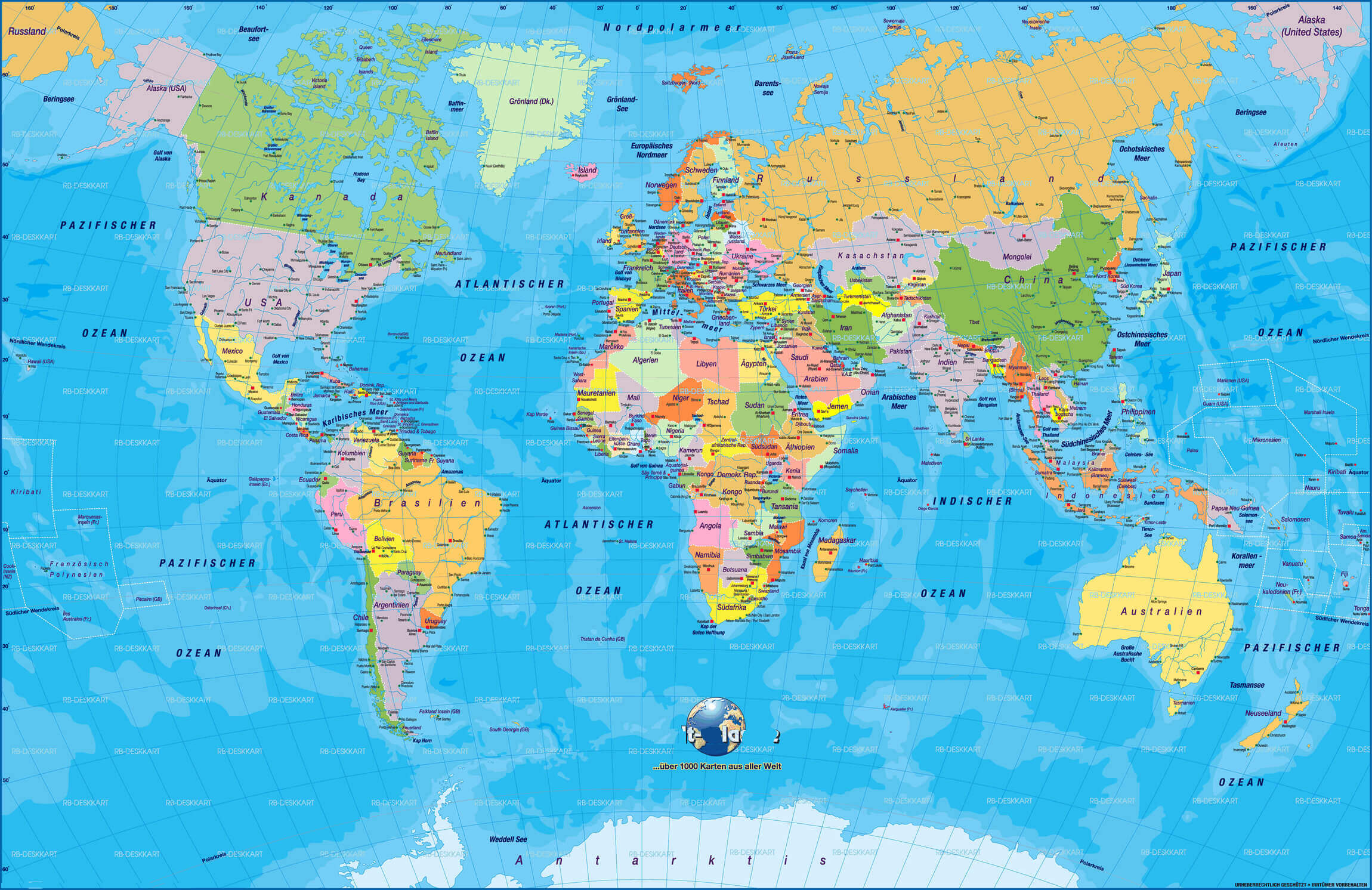 World political map in German
