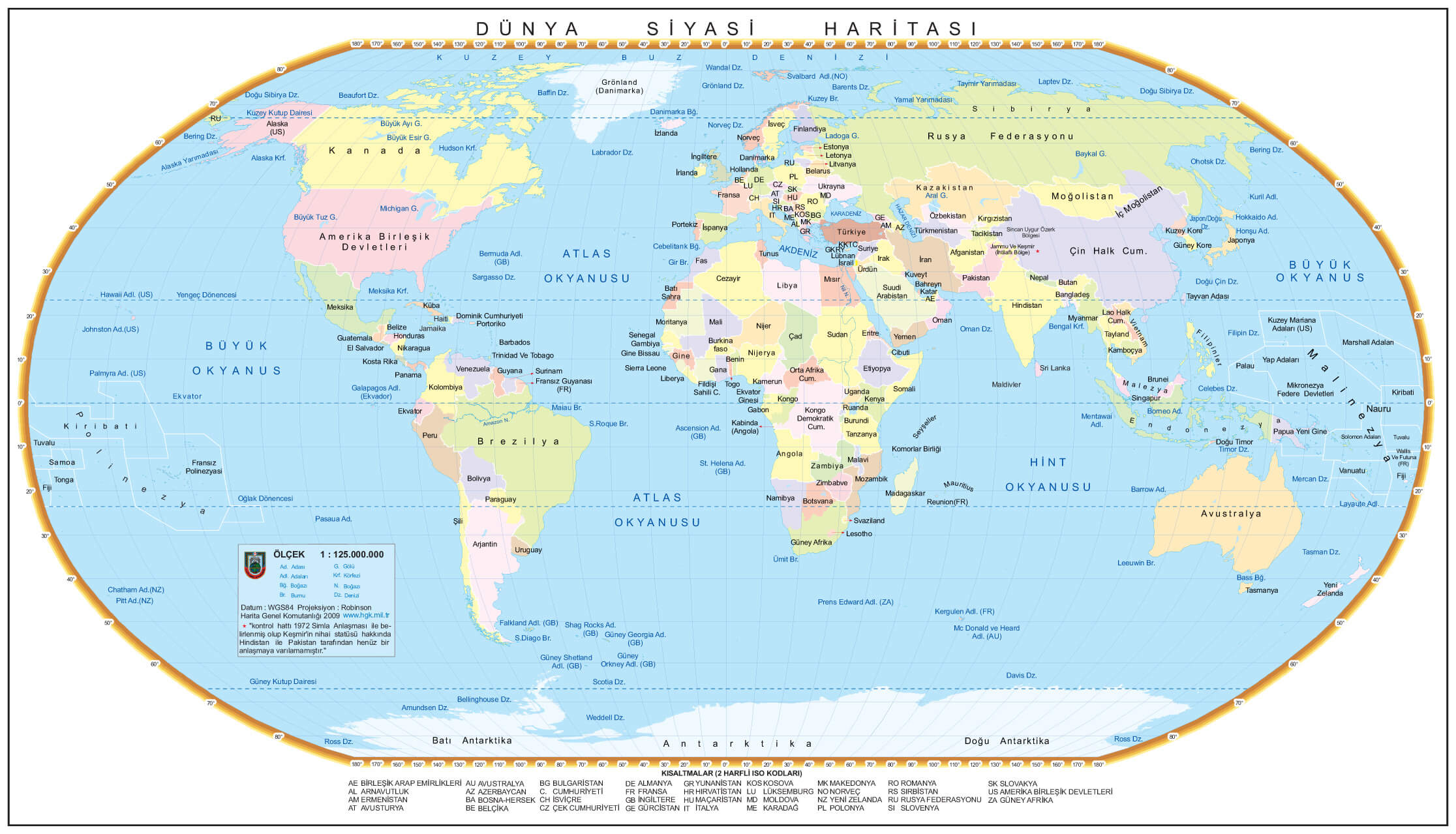 World Political Map Turkish