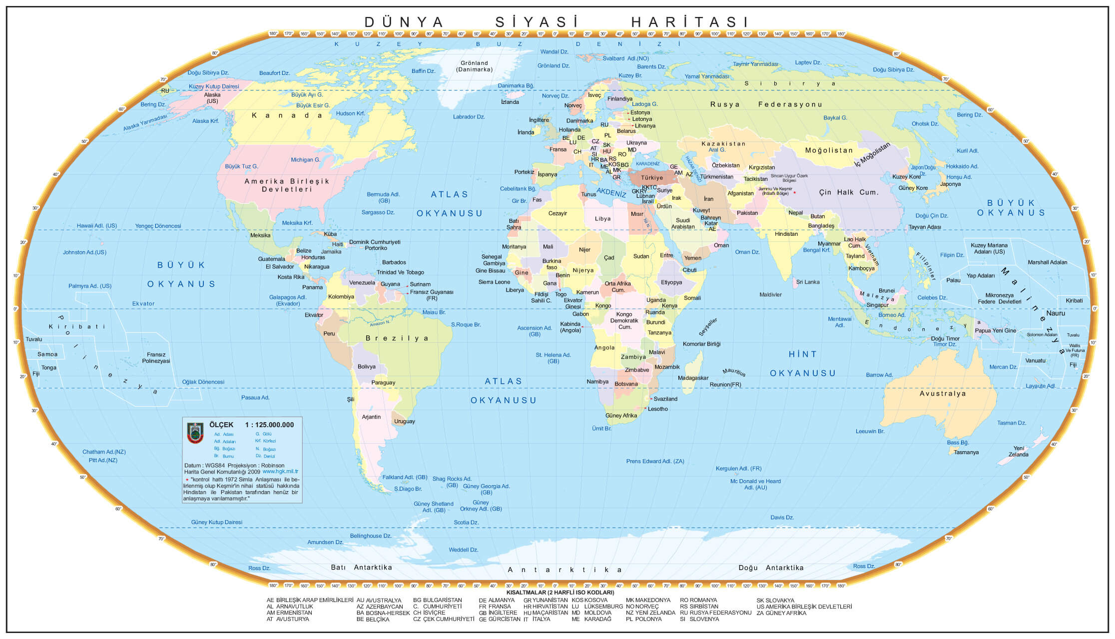 world political map turkish