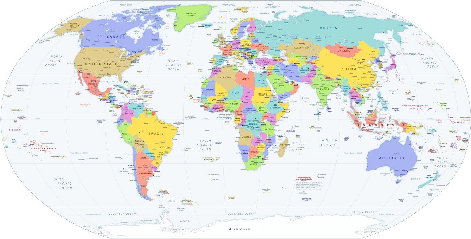 High Resolution Political World Map