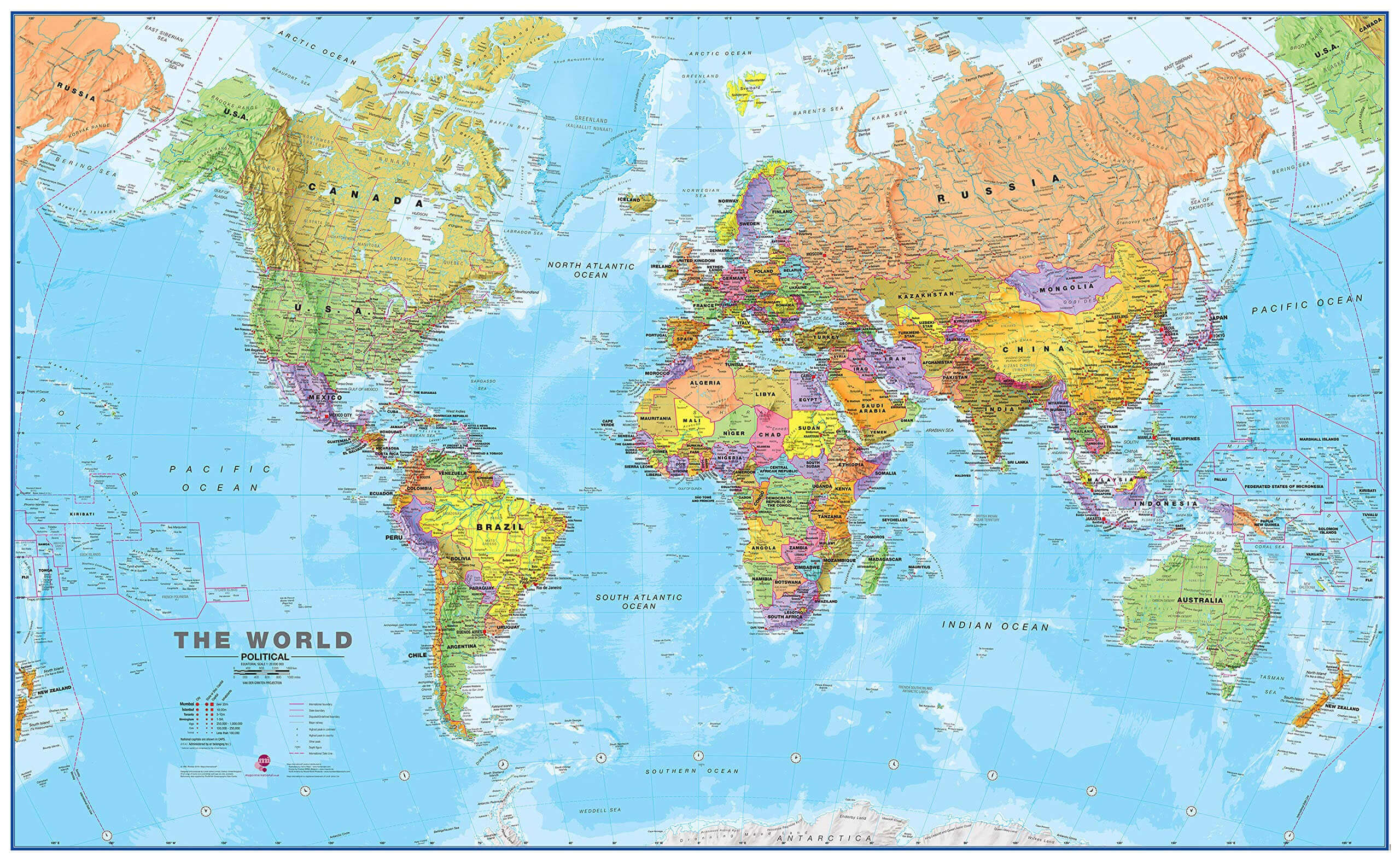 High Resolution Political World Map