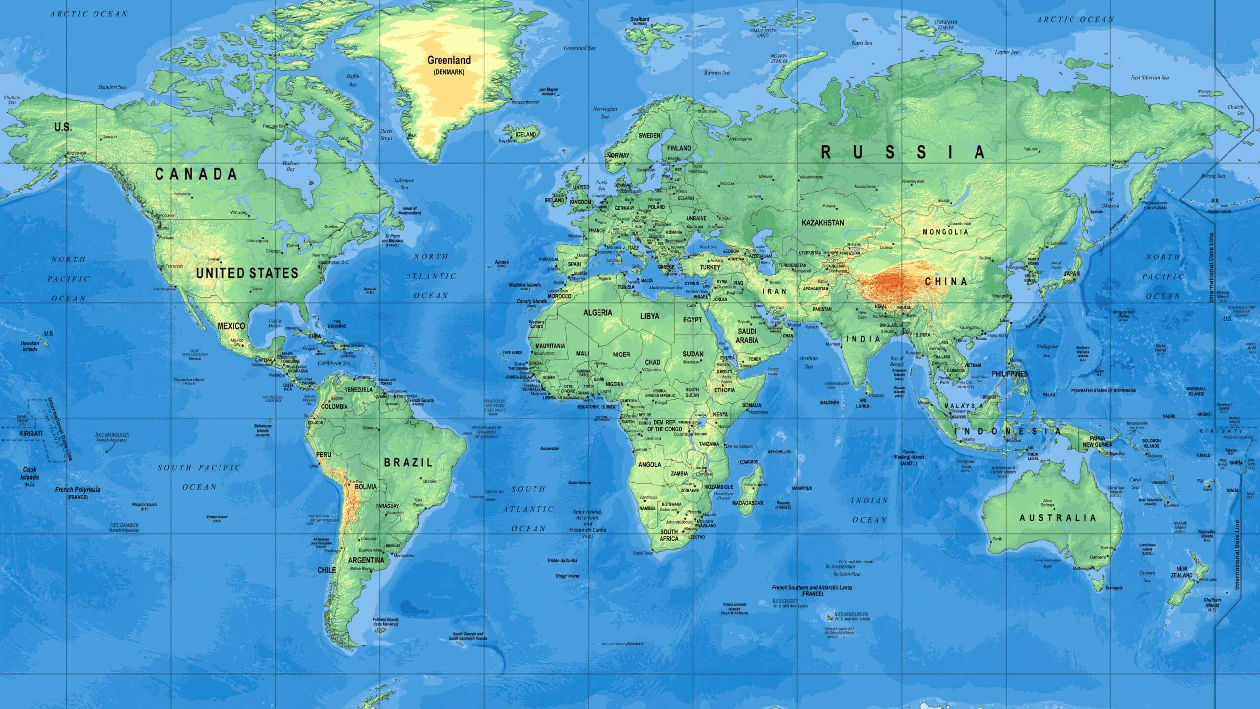 High resolution printable World atlas