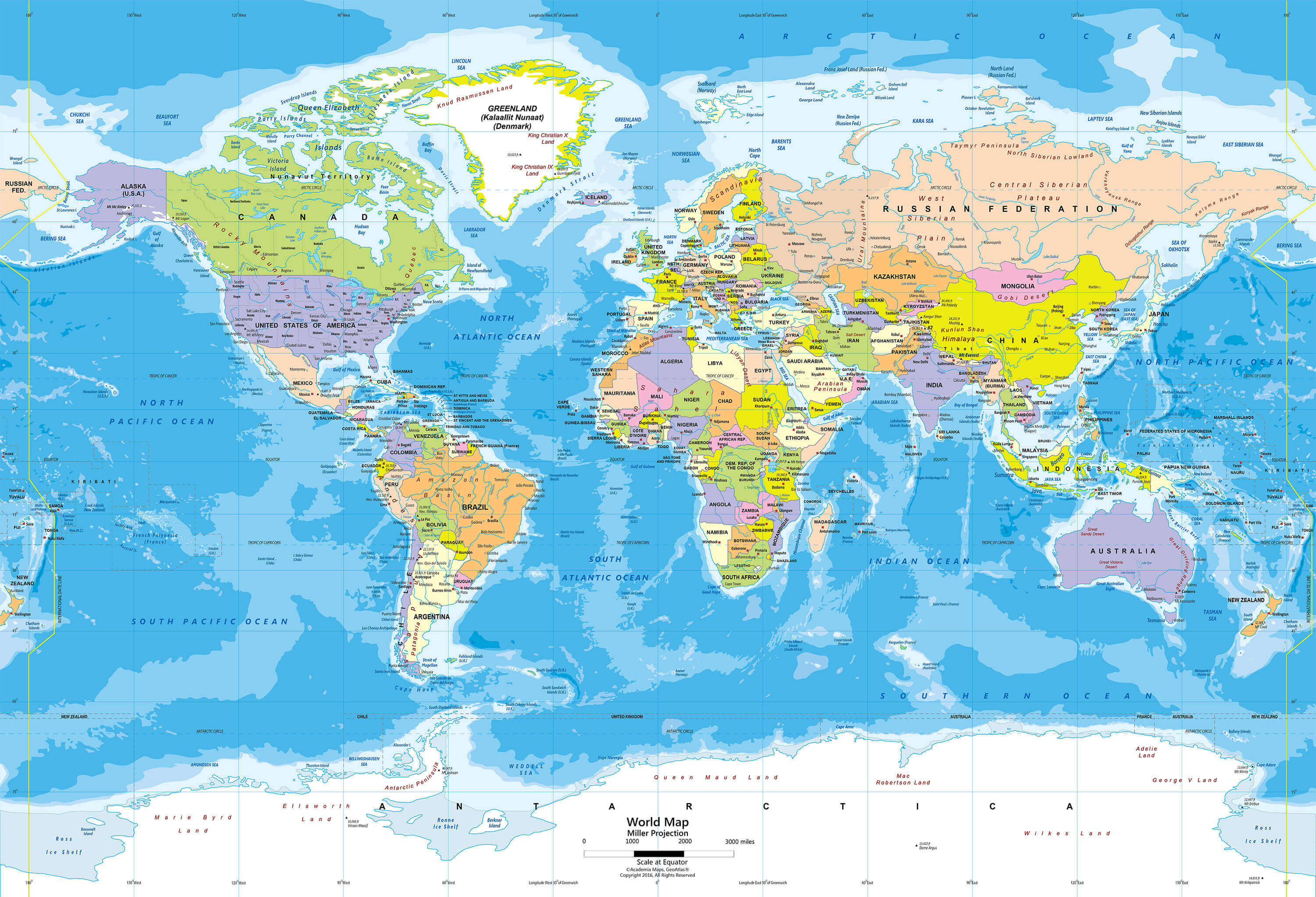 Large printable World political map