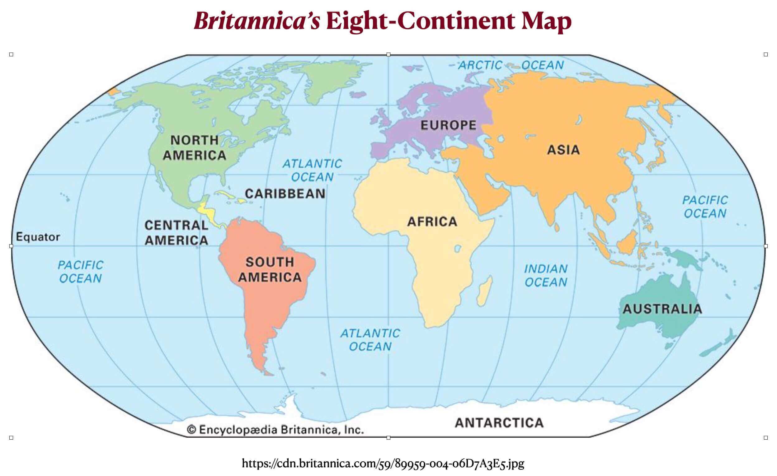 World printable continents map