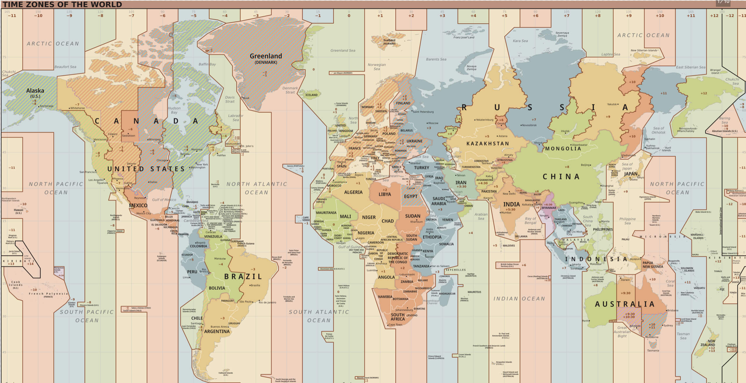 Earth time zone map and the World