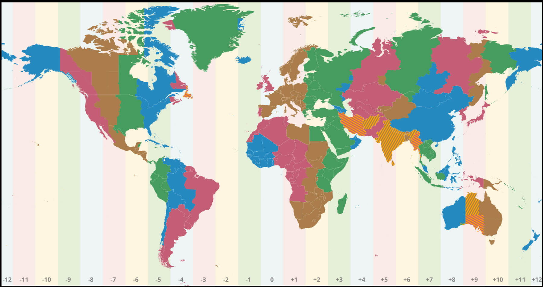World time zone with blank map