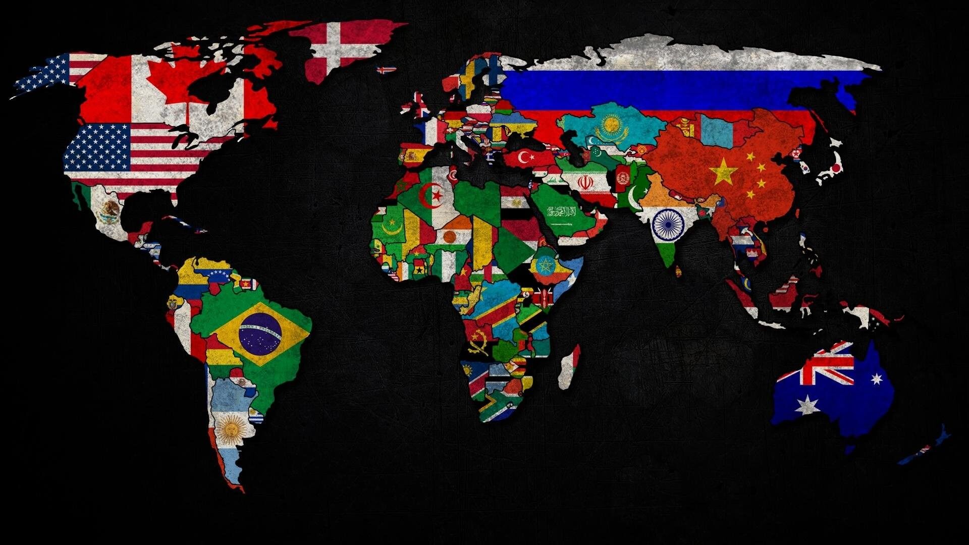World flag map wallpaper high resolution by country