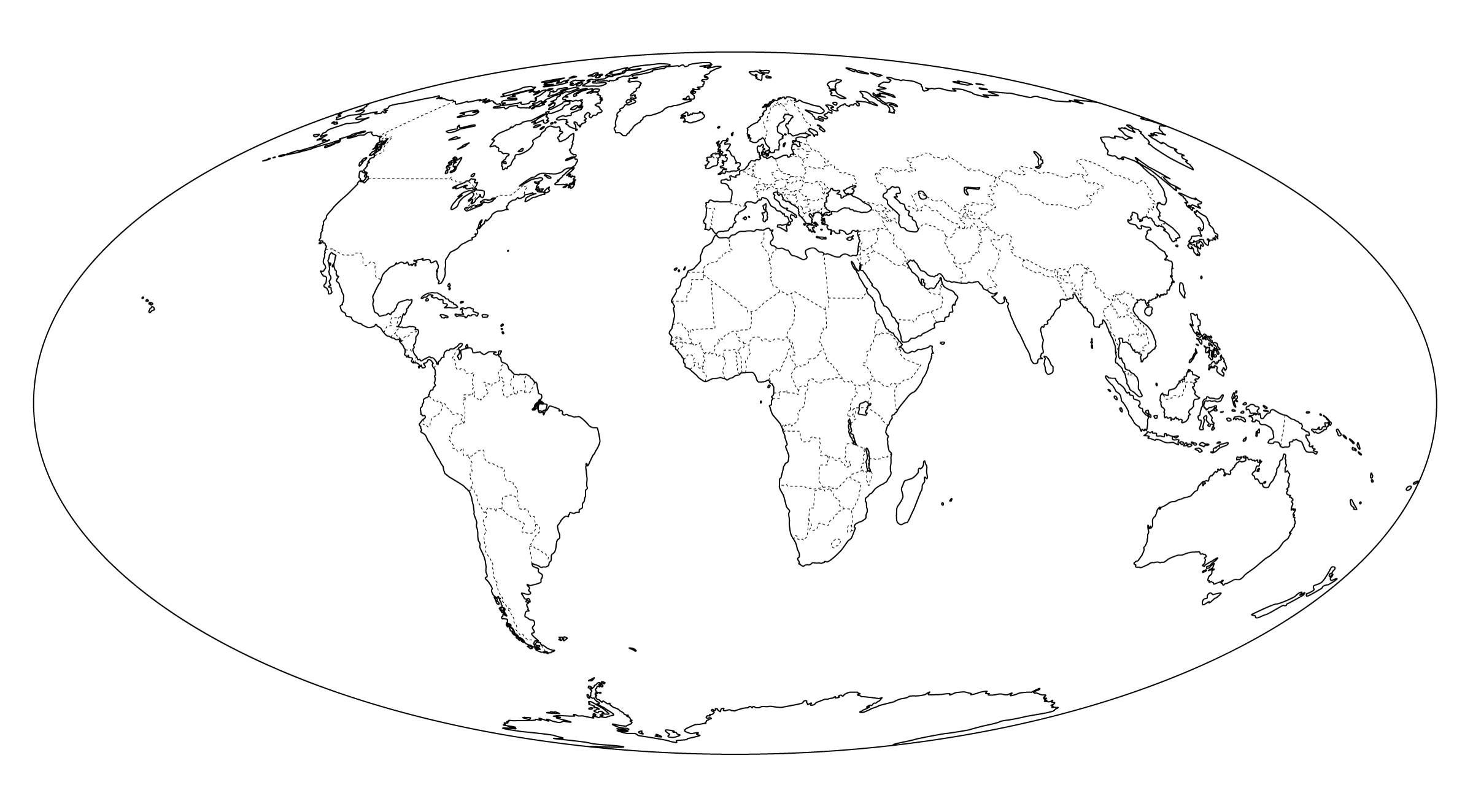 World Map White Black