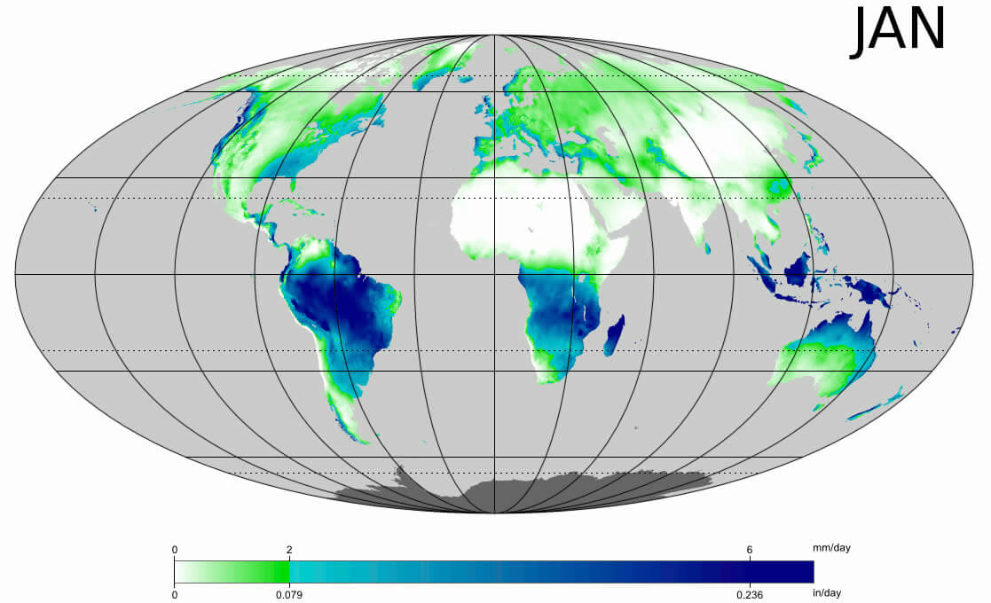 World Rainfall World 2009 Map