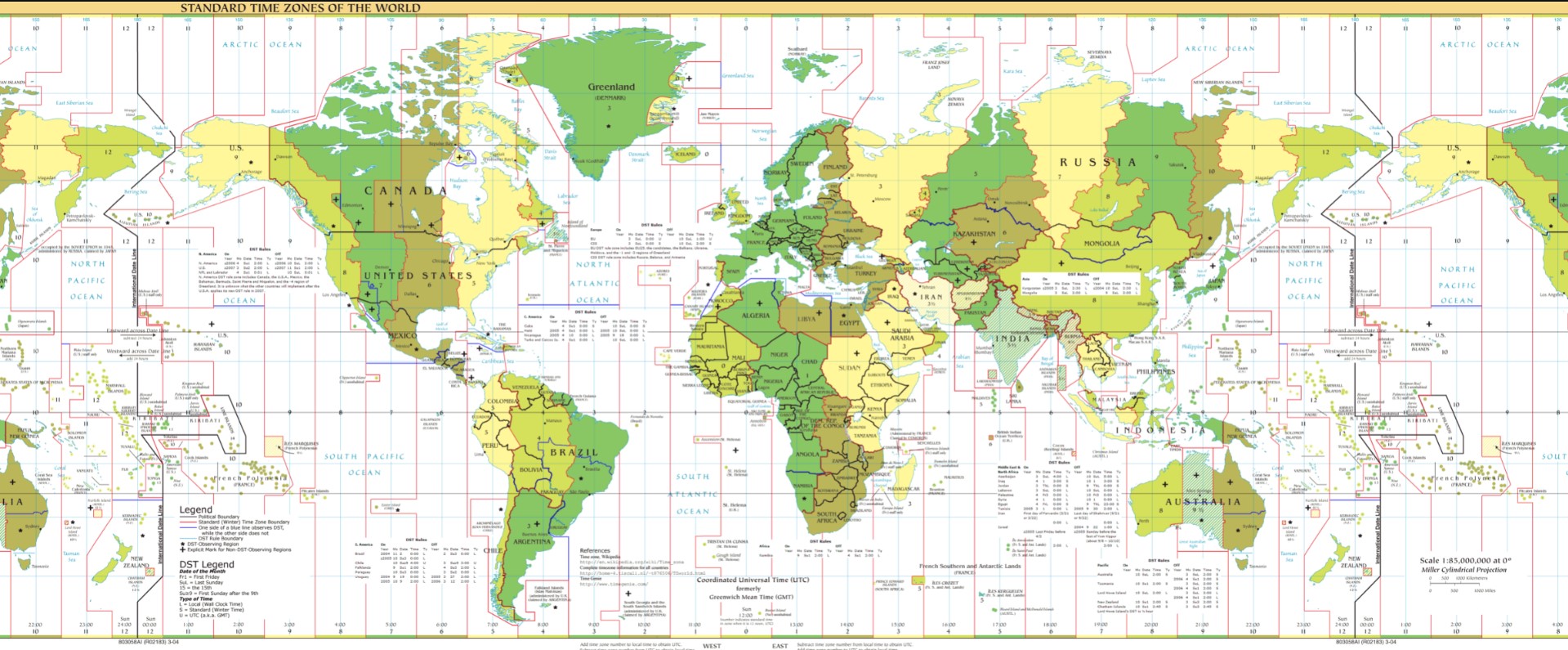 World Standard Time Zones Map