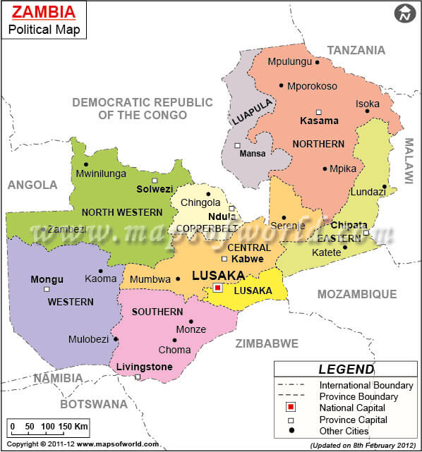 zambia political map