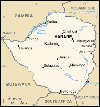 zimbabwe map harare