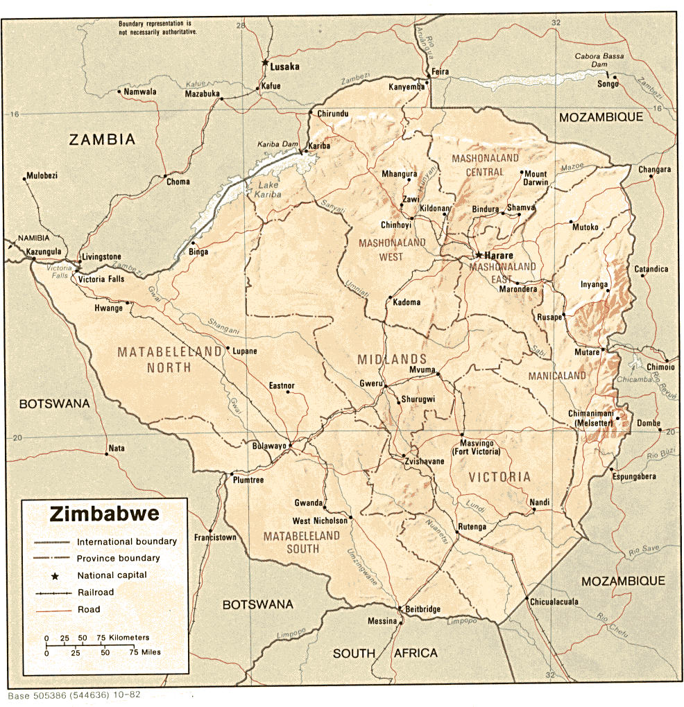 zimbabwe relief map