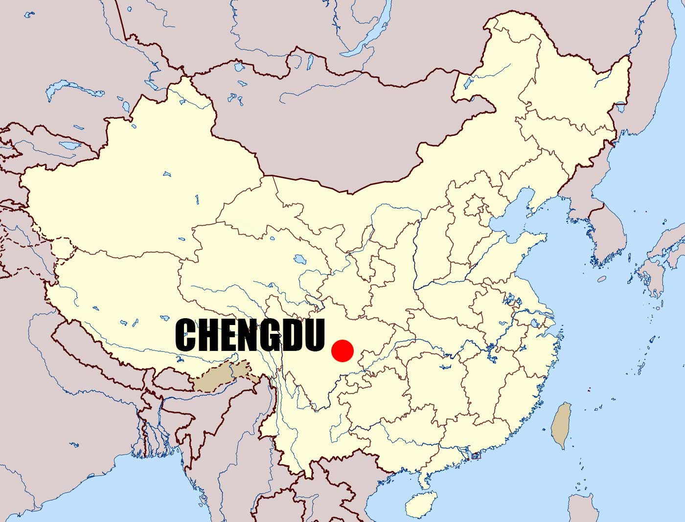 Location of Chengdu on China Map