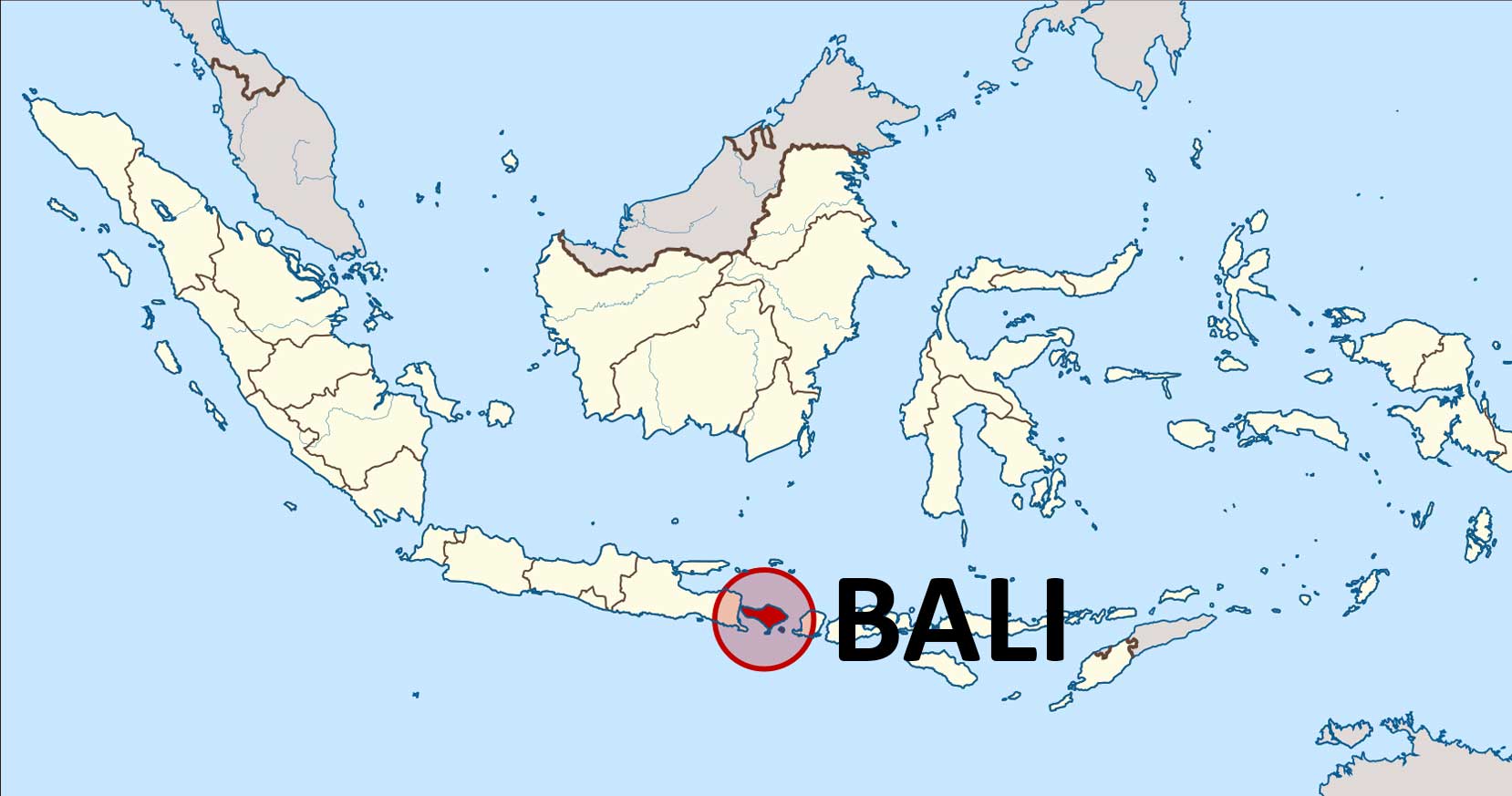 Location of Bali on indonesia Map