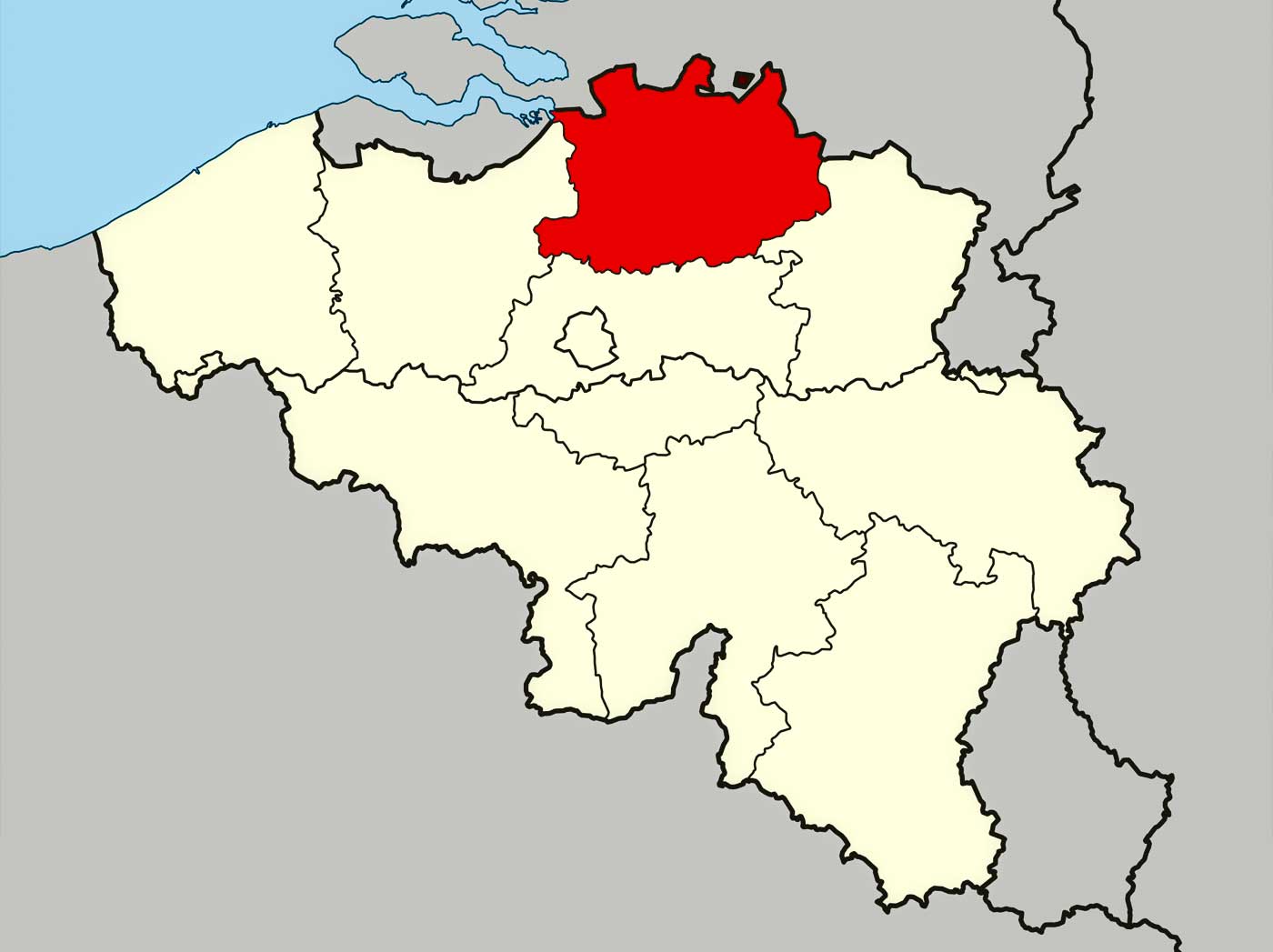 Location of Antwerp on Belgium Map