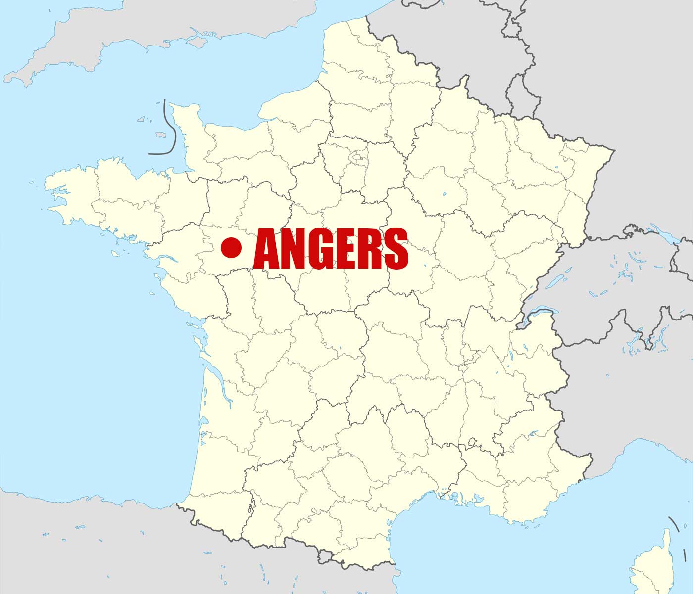 Location of Angers on France Map