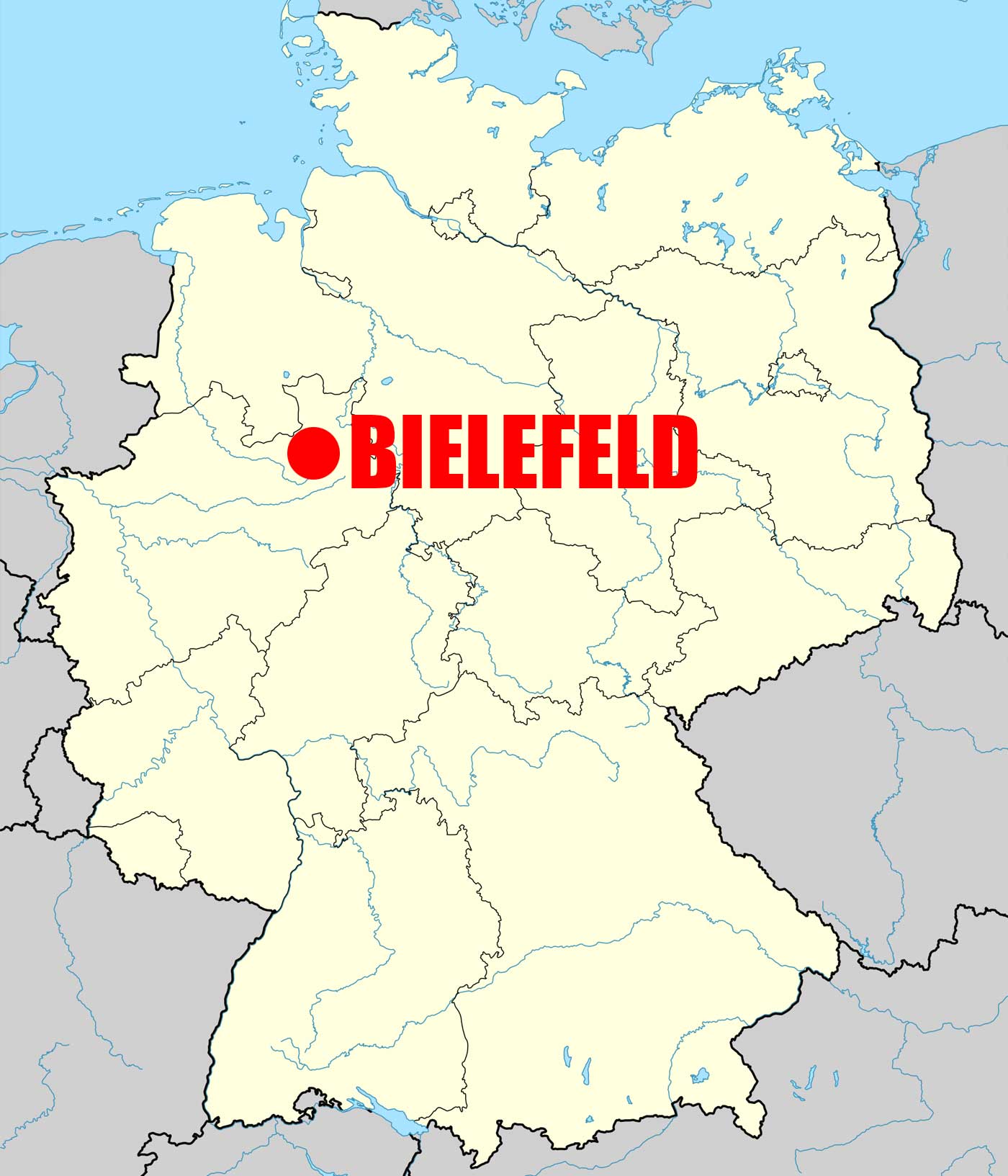 Location of Bielefeld on Germany Map
