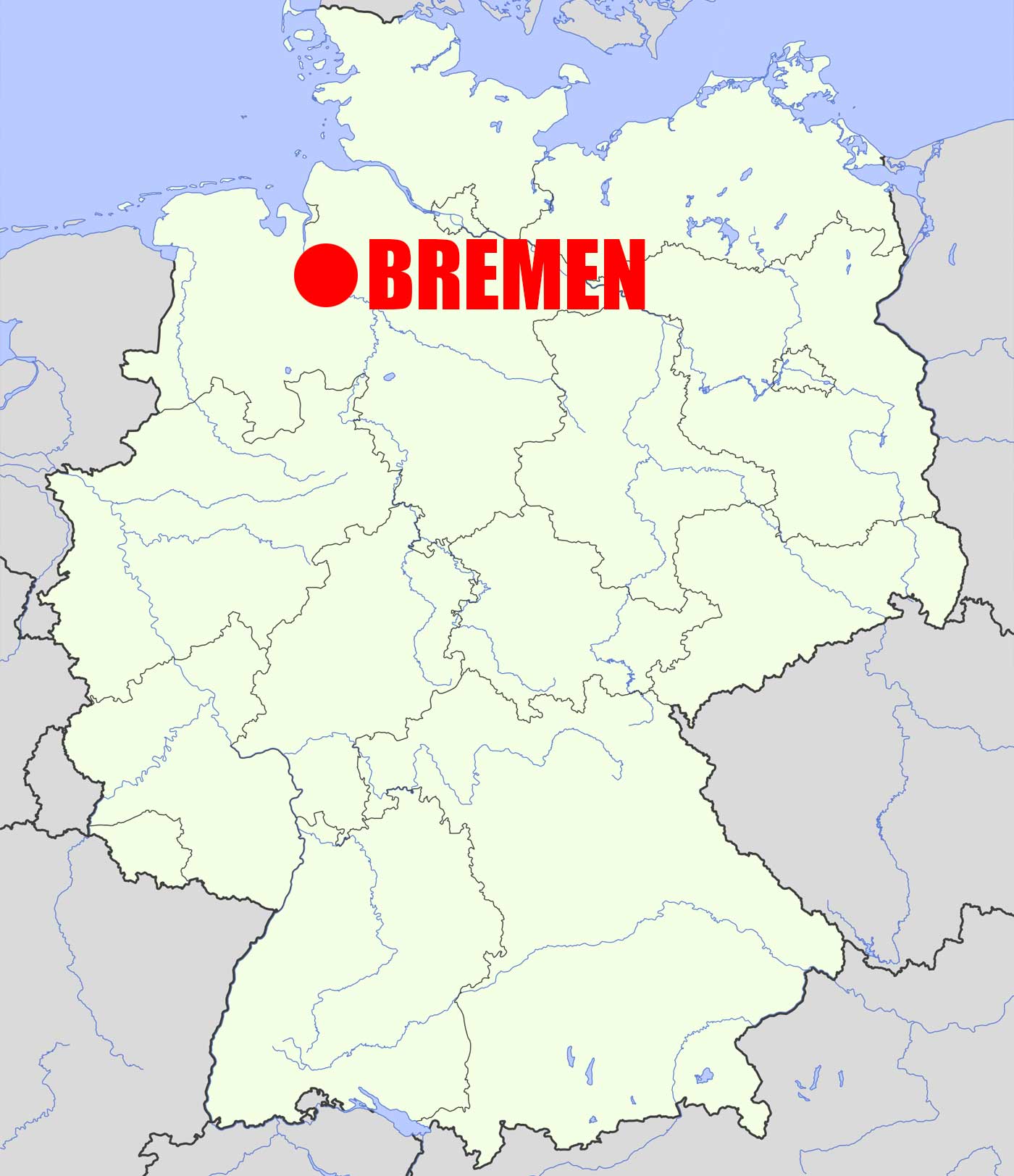 Location of Bremen on Germany Map