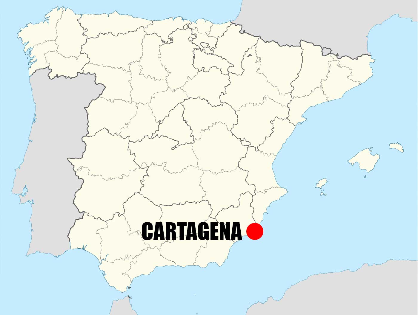 Location of Cartagena on Spain Map