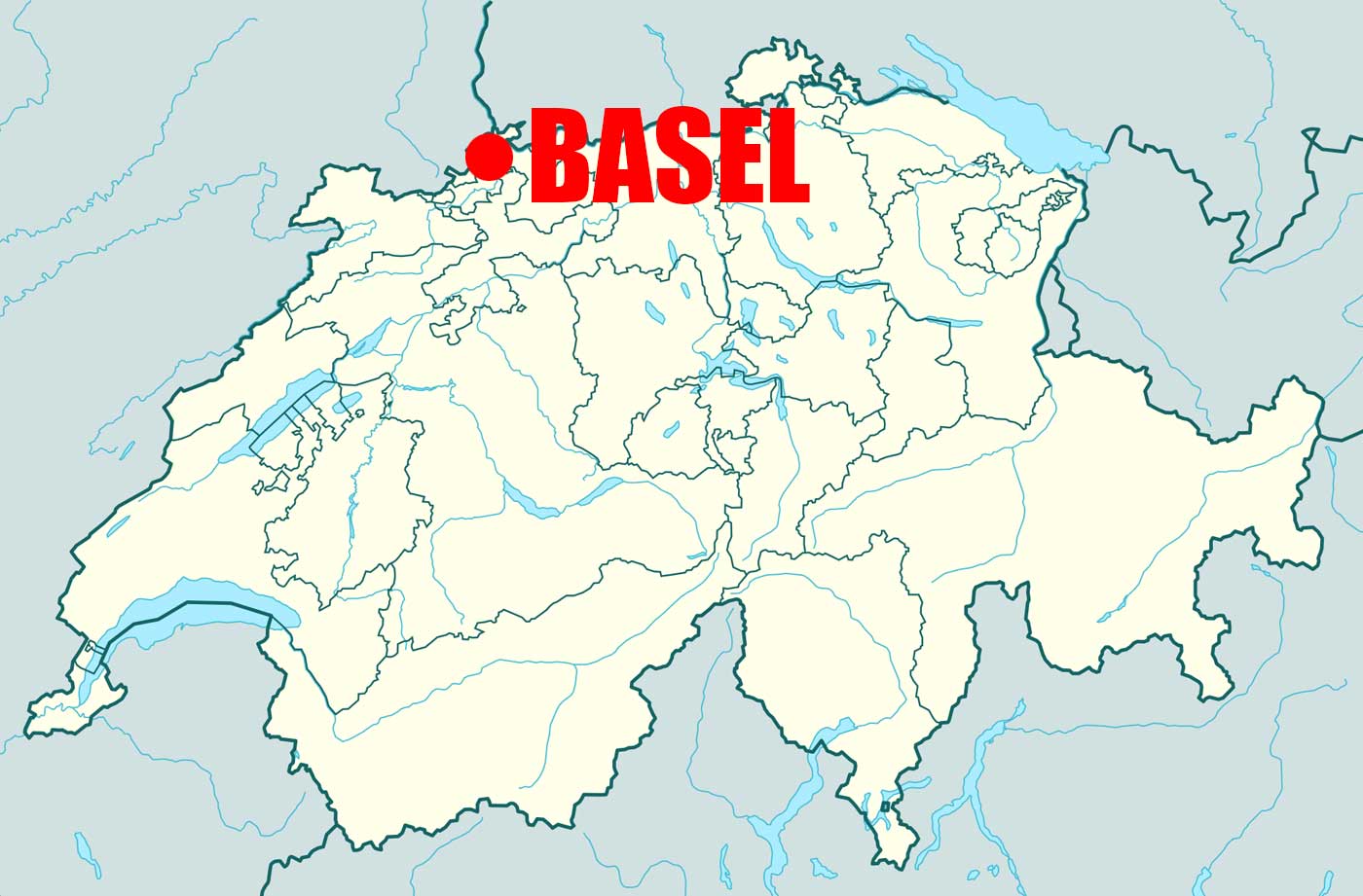 Location of Basel on Switzerland Map