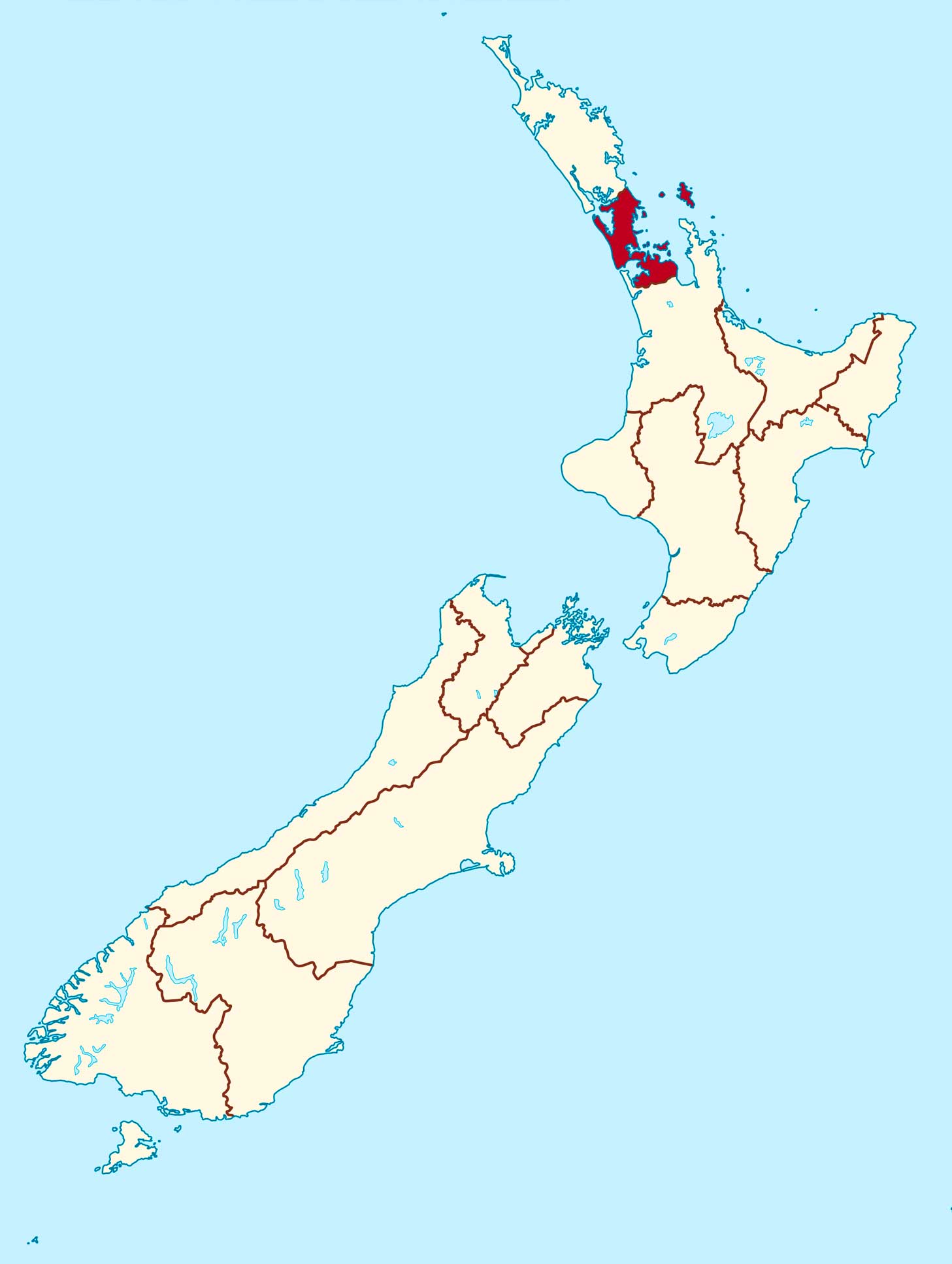 Location of Auckland on New Zealand Map