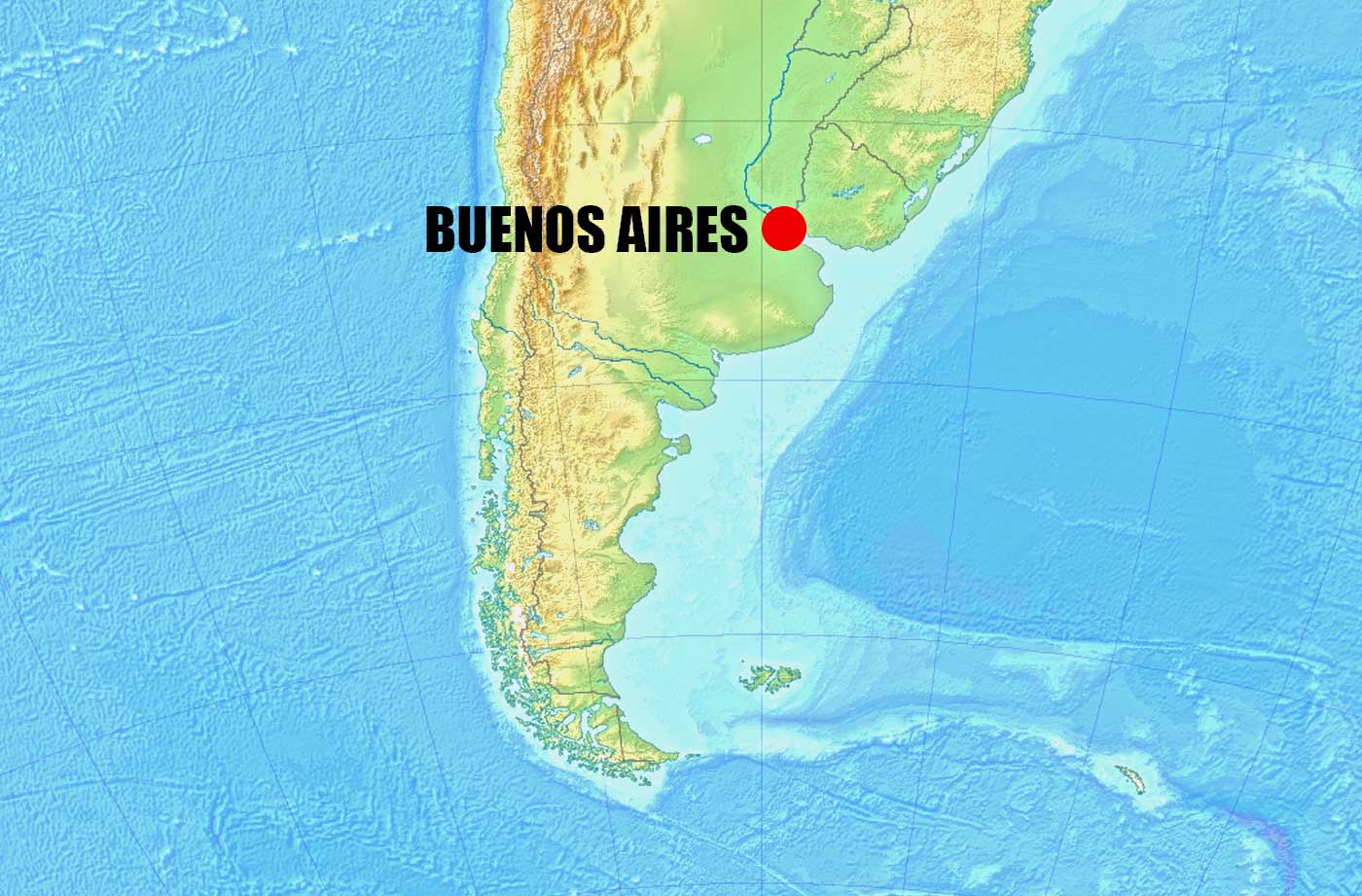 Location of Buenos Aires on Argentina Map