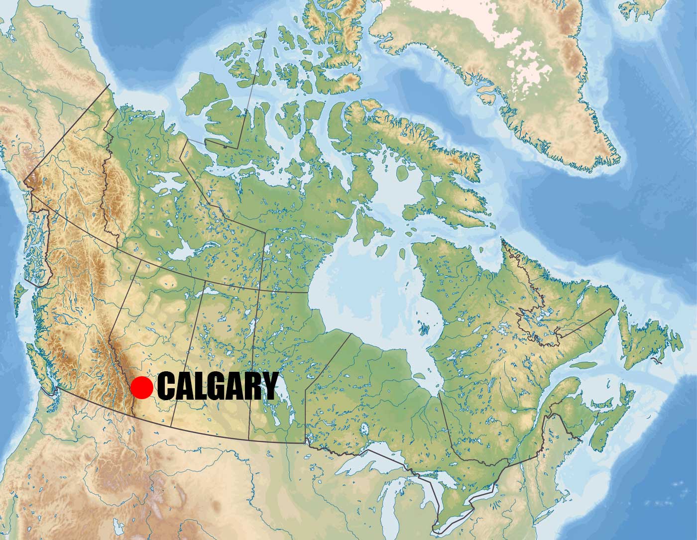 Location of Calgary on Canada Map