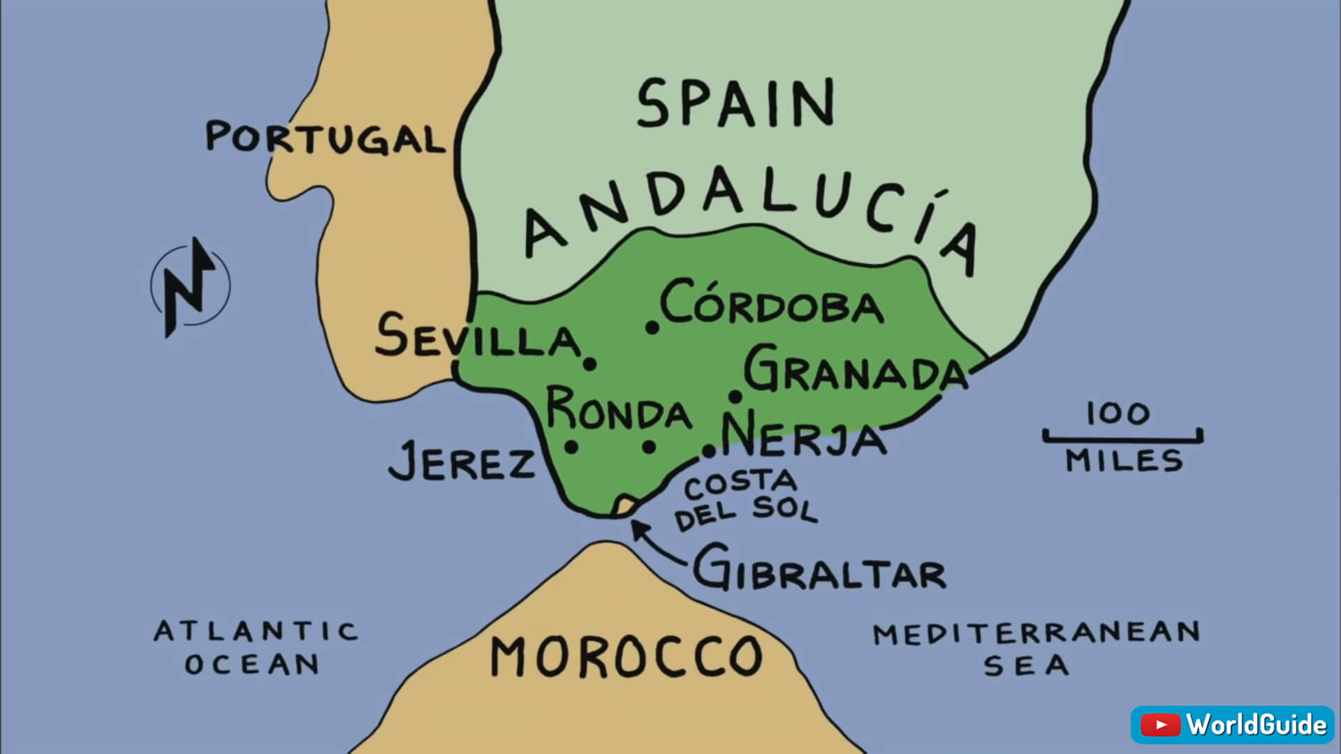 Andalucia Spain Travel Map