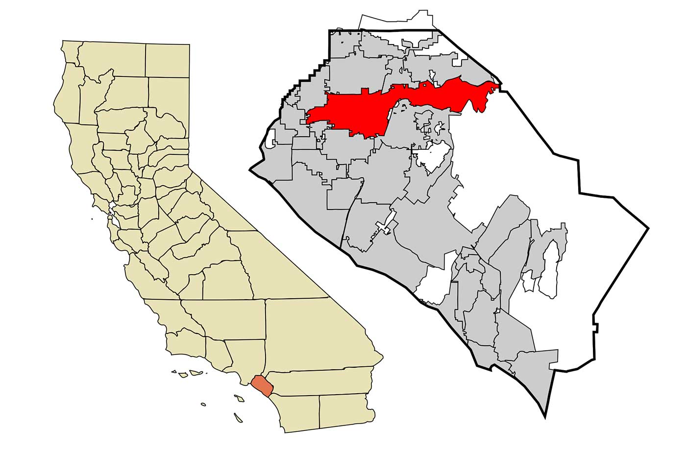 Location of Anaheim on California Map